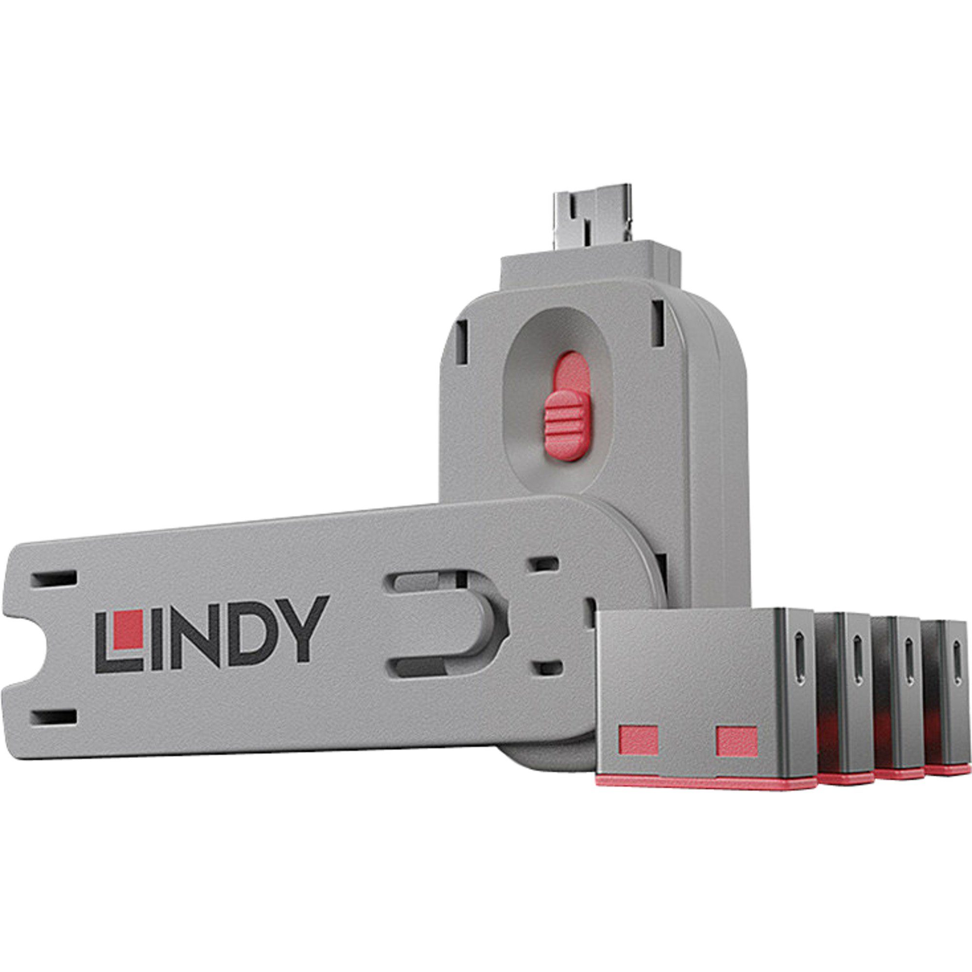 Laptopschloss Lindy USB Port Schloss (4 Stück) mit Schlüssel