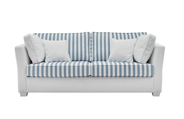 Empinio24 Sofa Wales, 2-3 Sitzer, mit Federkern, weiss blau gestreift günstig online kaufen