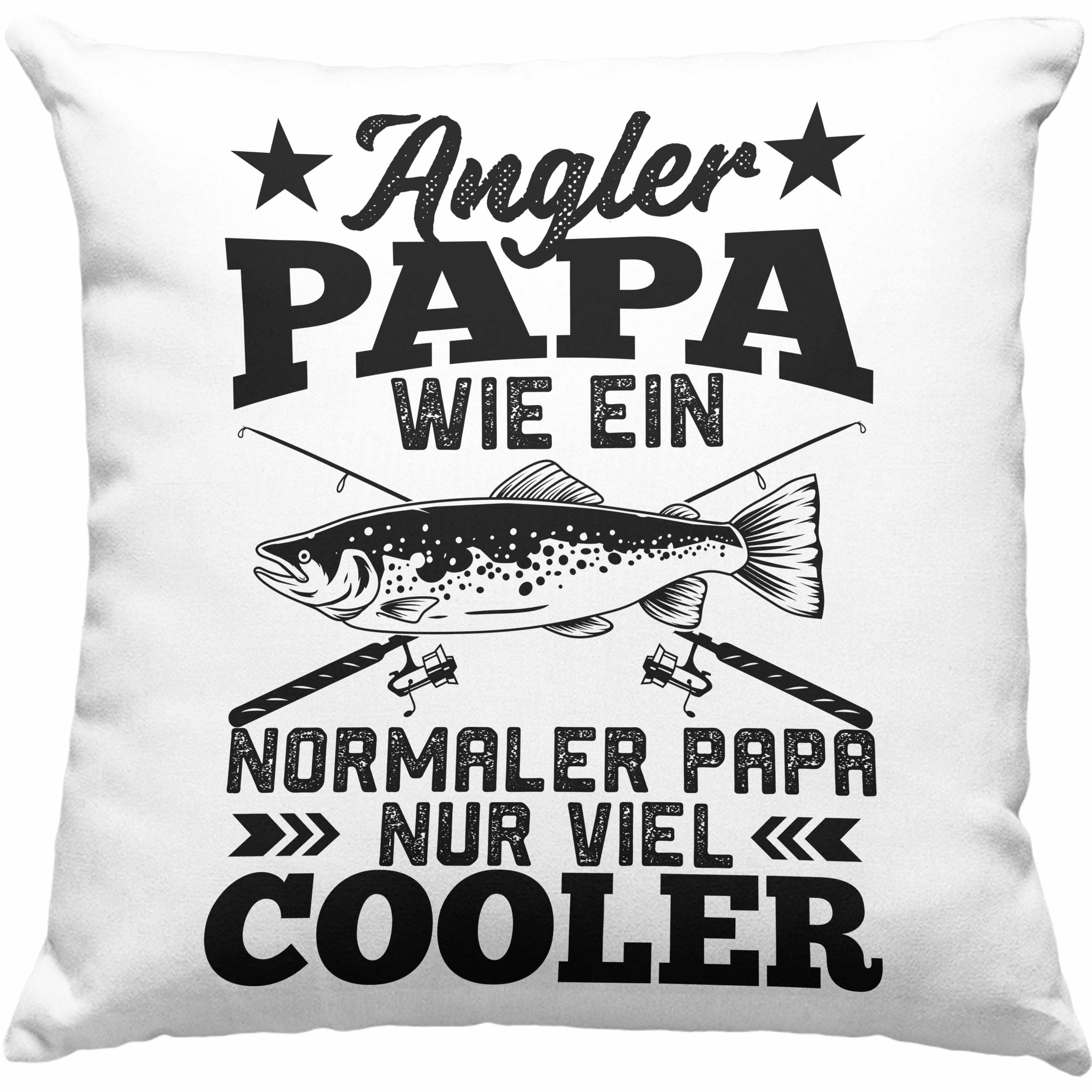 Vatertag Spruch Kissen Füllung Geschenk Angeln zum 40x40 Trendation Fischen Angler Dekokissen Trendation Papa Lustiger Fischer Geschenkidee - Rosa mit Dekokissen