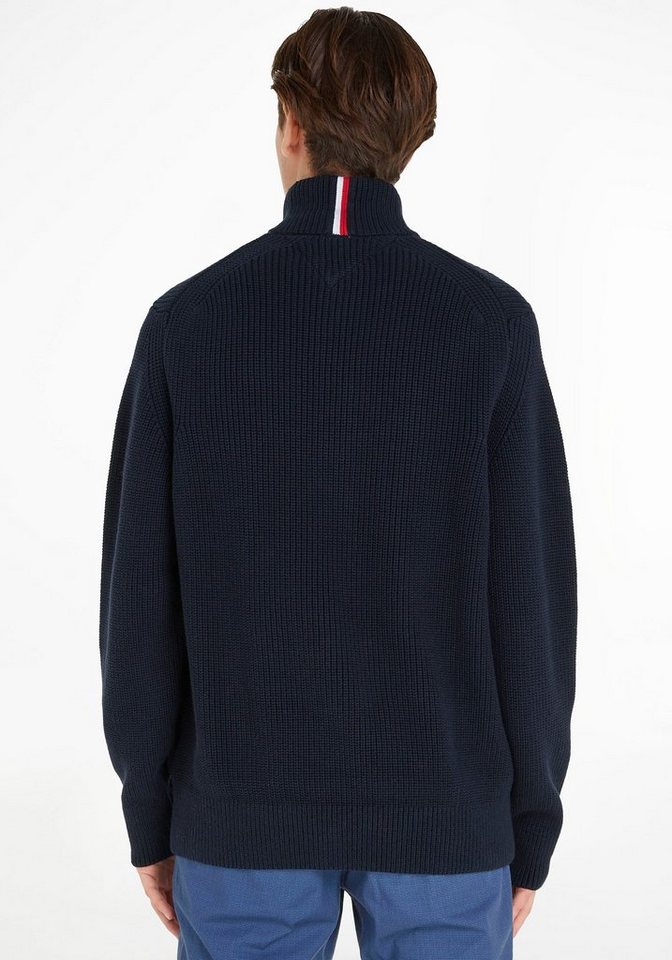 Tommy Hilfiger Strickpullover STRUCTURE ZIP MOCK mit Stehkragen und  halblangem Reißverschluss