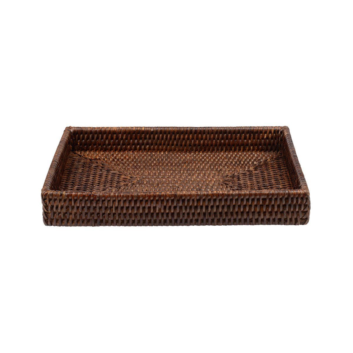 fiolini Dekotablett Rattan Rechteckig Klein 30 x 20 x 4 cm, Dark Mokka (Dunkelbraun)