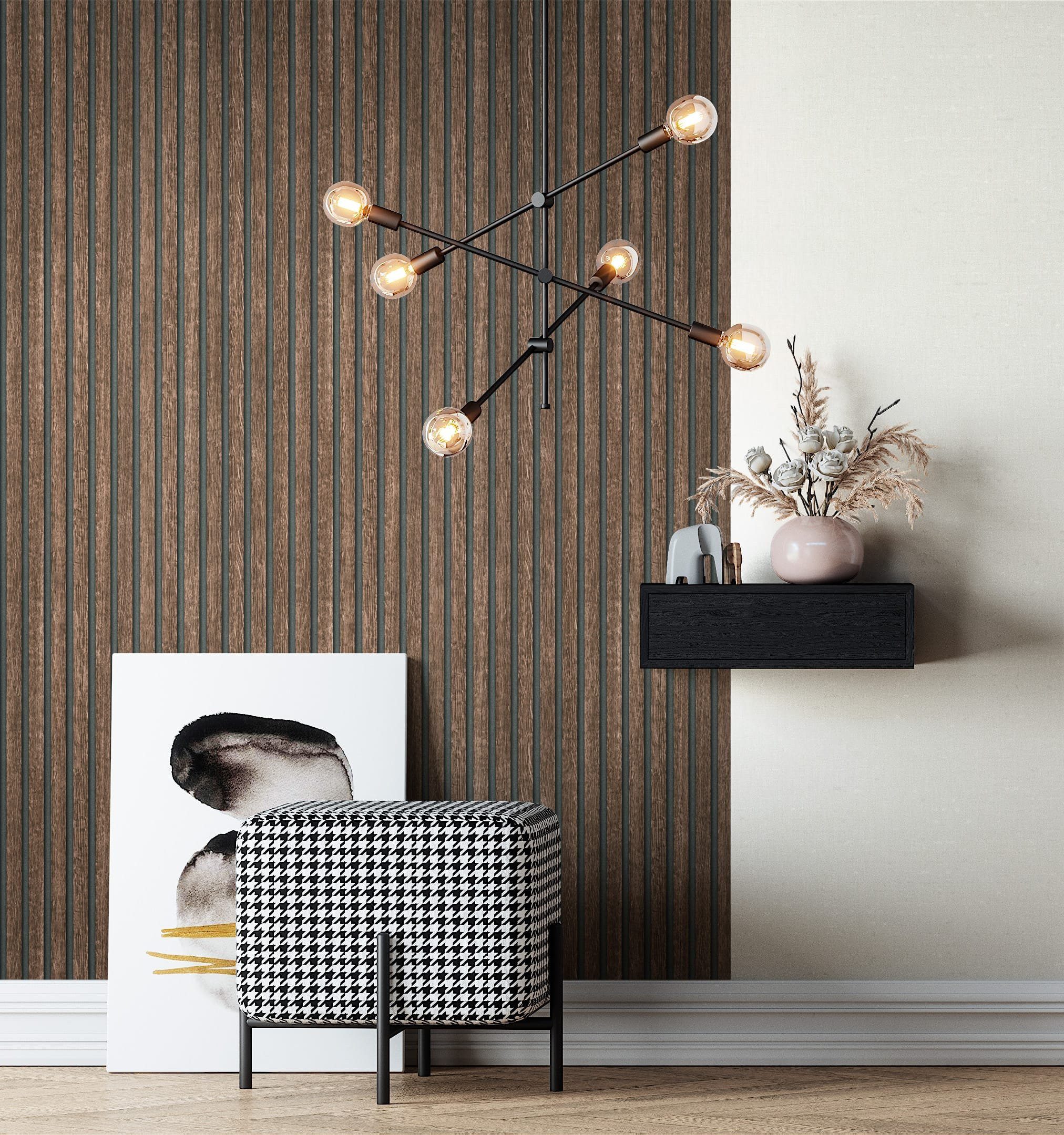 Newroom Vliestapete, Braun Tapete Skandi Holz - Holztapete Holzwand Modern günstig online kaufen