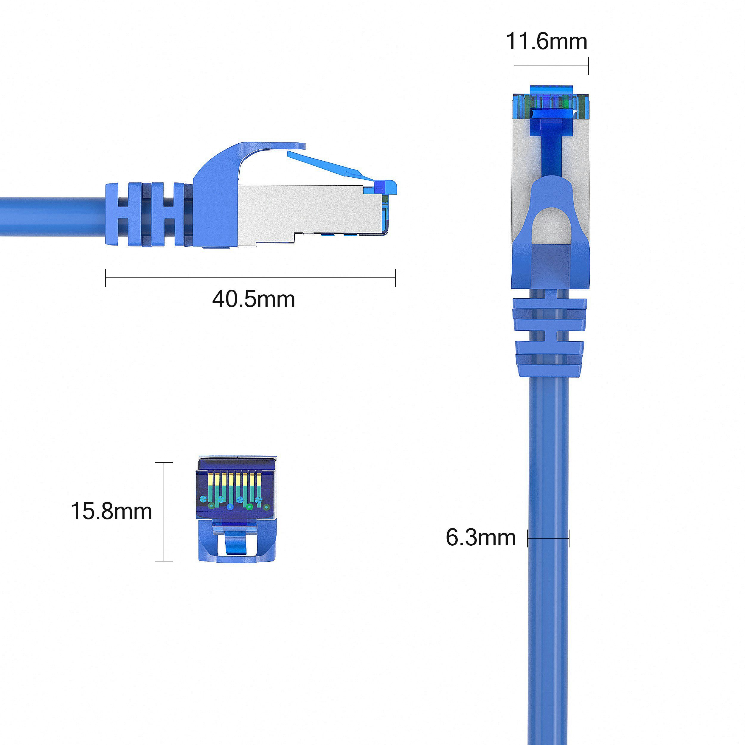 JAMEGA CAT 7 Patchkabel Ethernet RJ45 Netzwerkkabel Rohkabel LAN Kabel LAN-Kabel, CAT.7, RJ-45 Stecker (Ethernet) (25 cm)