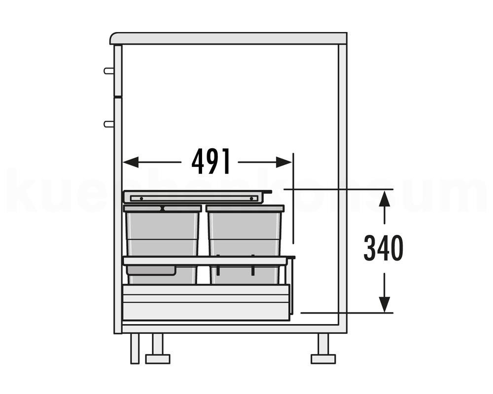 Hailo Einbaumülleimer Hailo Abfallsammler 3620511 Separato-K 500 2x 8 + 18 Liter Hellgrau, Hailo Abfallsammler 3620511 XS Inset Separato-K 2x 8 + 18 Liter – Bild 5 von 5