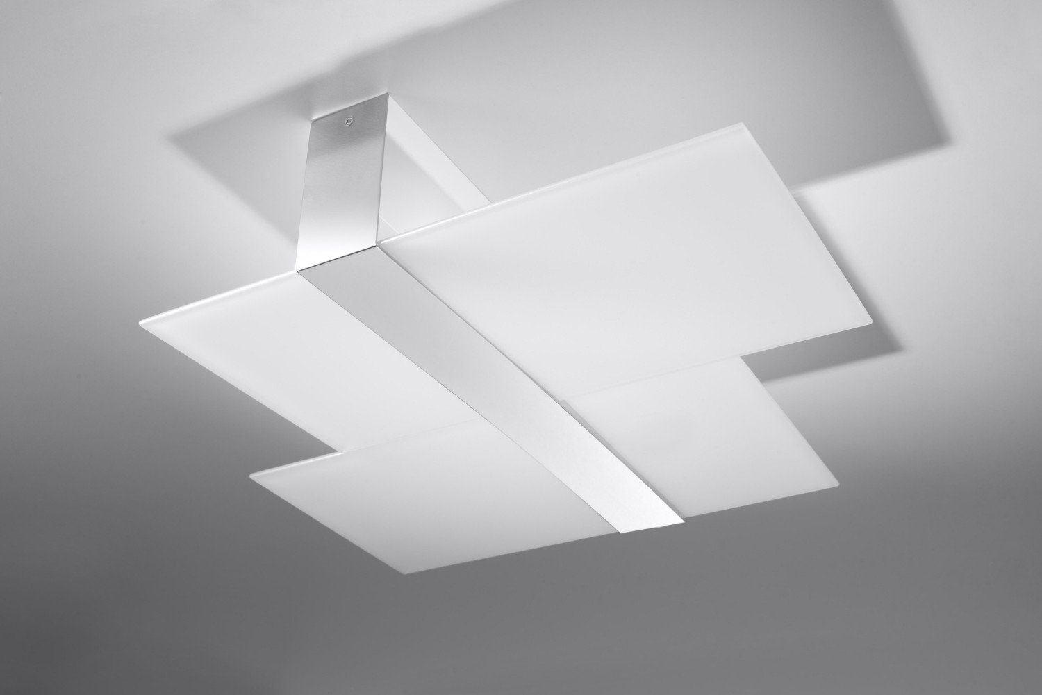 Licht-Erlebnisse Deckenleuchte NADIA, ohne Leuchtmittel, Design Deckenlampe Flur Glas Weiß 2-flmg Metall Chrom Wohnzimmer