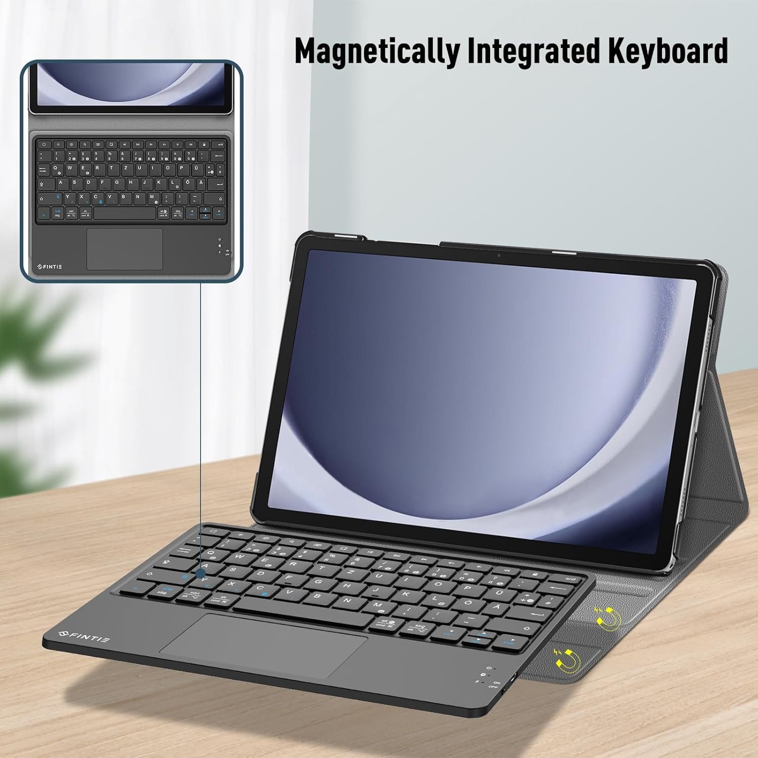 Fintie Hülle für Samsung Galaxy Tab A11+ Plus 11" 2025/Tab A9+ Plus 11'' 2023 Tablet-Tastatur (Deutscher Tastatur mit Touchpad Magnetisch Abnehmbarer Keyboard)