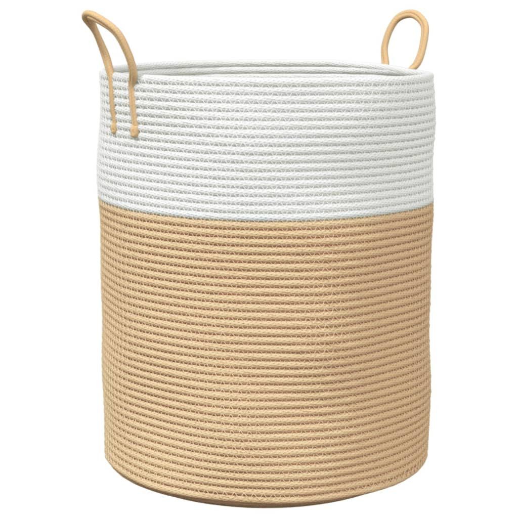 vidaXL Dekokorb 38 x 46 cm Aufbewahrungskorb Beige und Weiß Ø38x46 cm Baumwolle