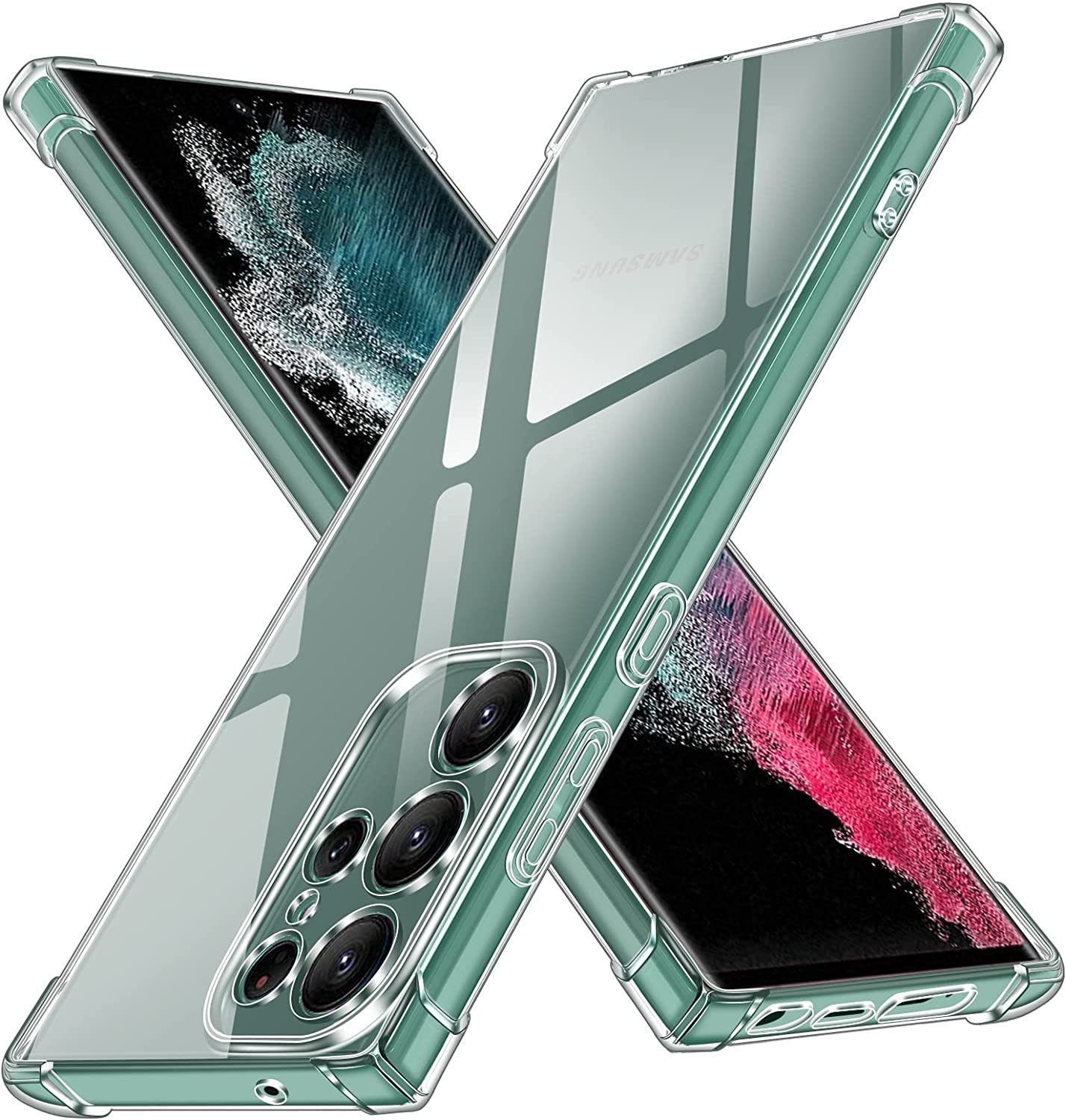 Widmann-Shop Handyhülle für Samsung Galaxy S24 Ultra Plus Case Hülle Transparent, Kameraschutz, Vergilbungsfrei