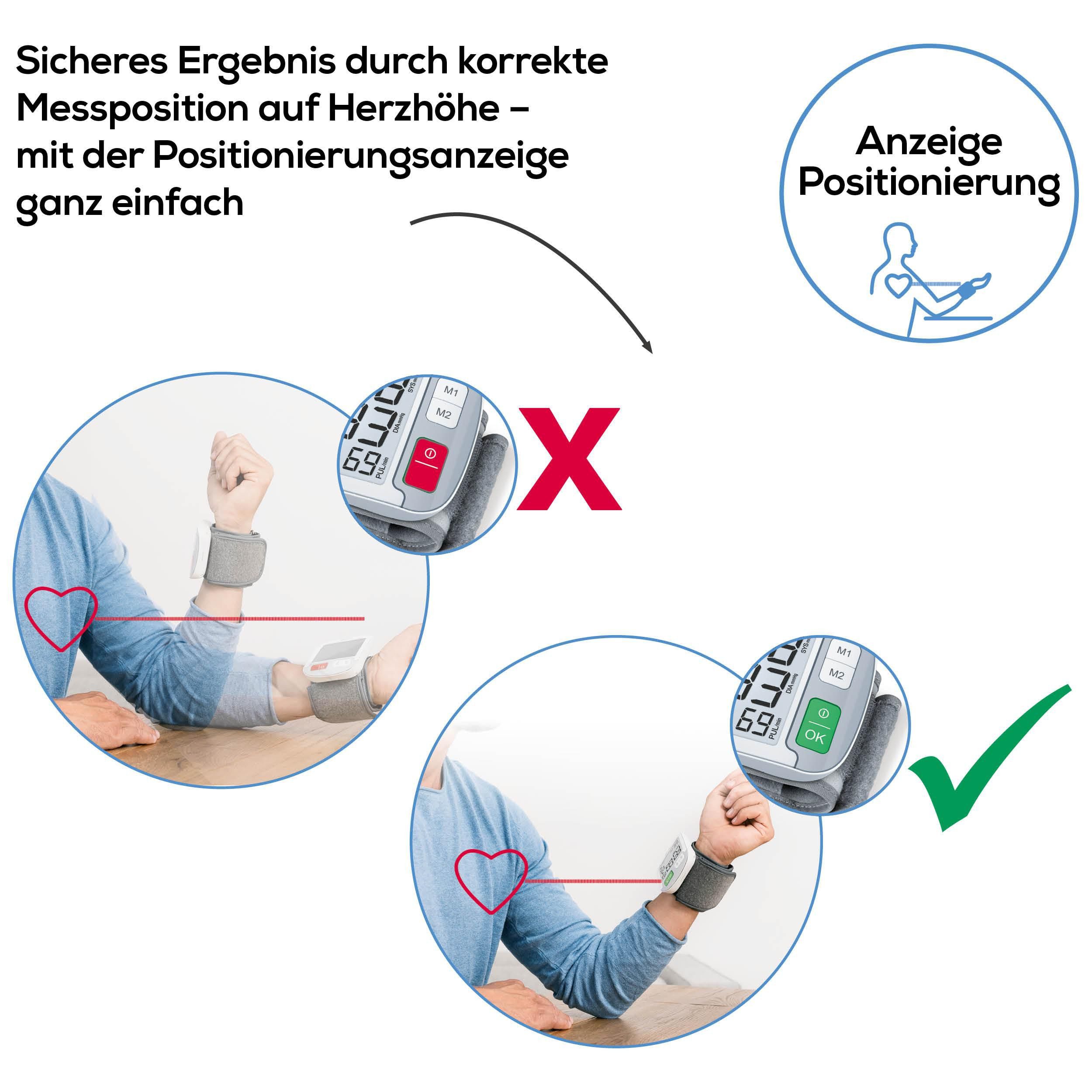 BEURER Handgelenk-Blutdruckmessgerät BC 51 mit Durchschnittswertberechnung der letzten 7 Tage, Farbiger Risikoindikator und Arrhythmie-Erkennung – Bild 4 von 5