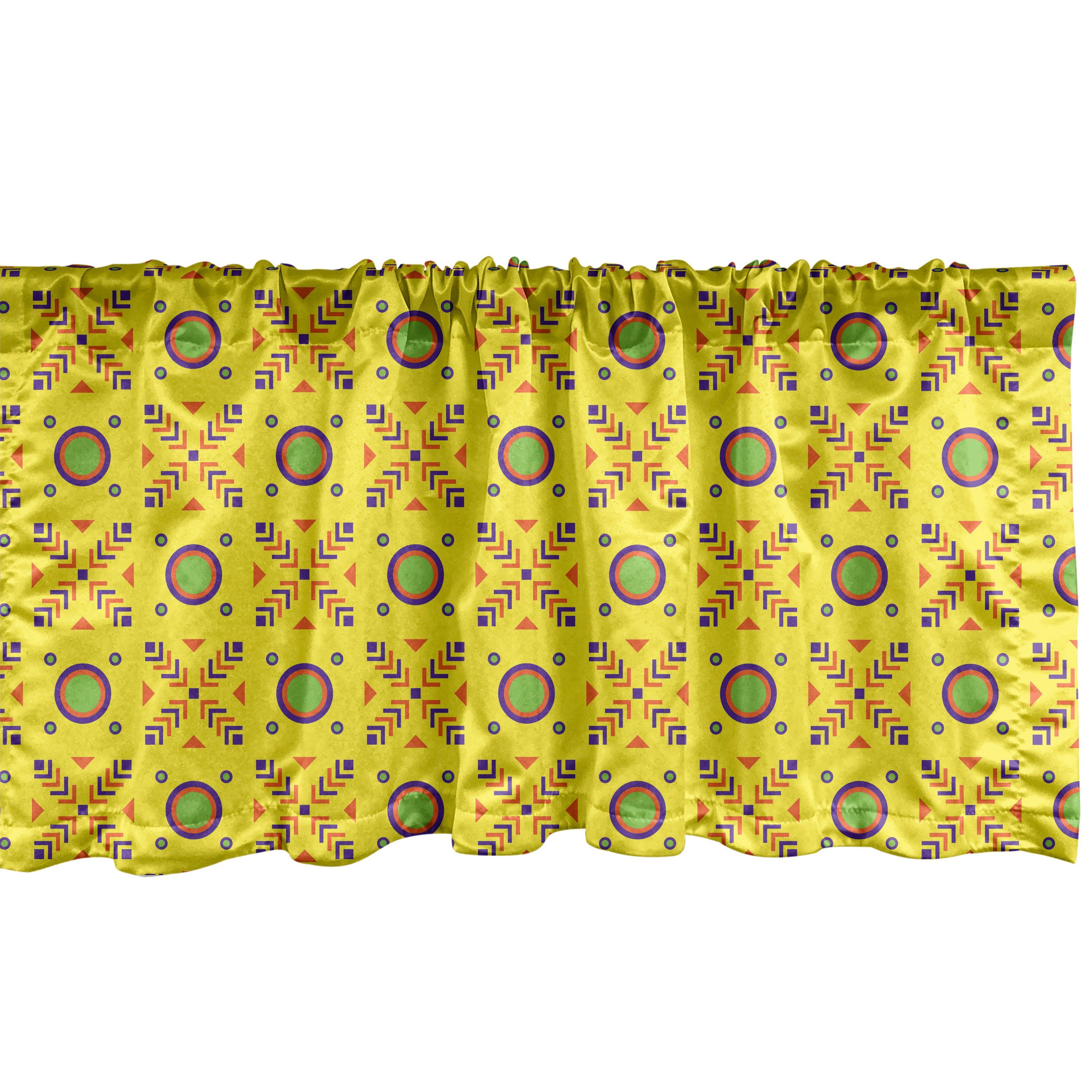 Scheibengardine Vorhang Volant für Küche Schlafzimmer Dekor mit Stangentasche, Abakuhaus, Microfaser, Abstrakt Geometrische Sommer-Farben