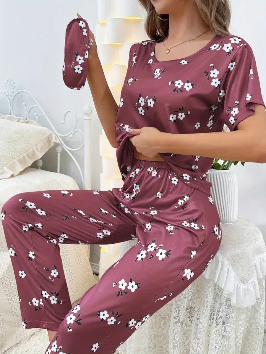 Elegant Love Pyjama Damen-Schlafanzug-Set mit Blumenmuster günstig online kaufen