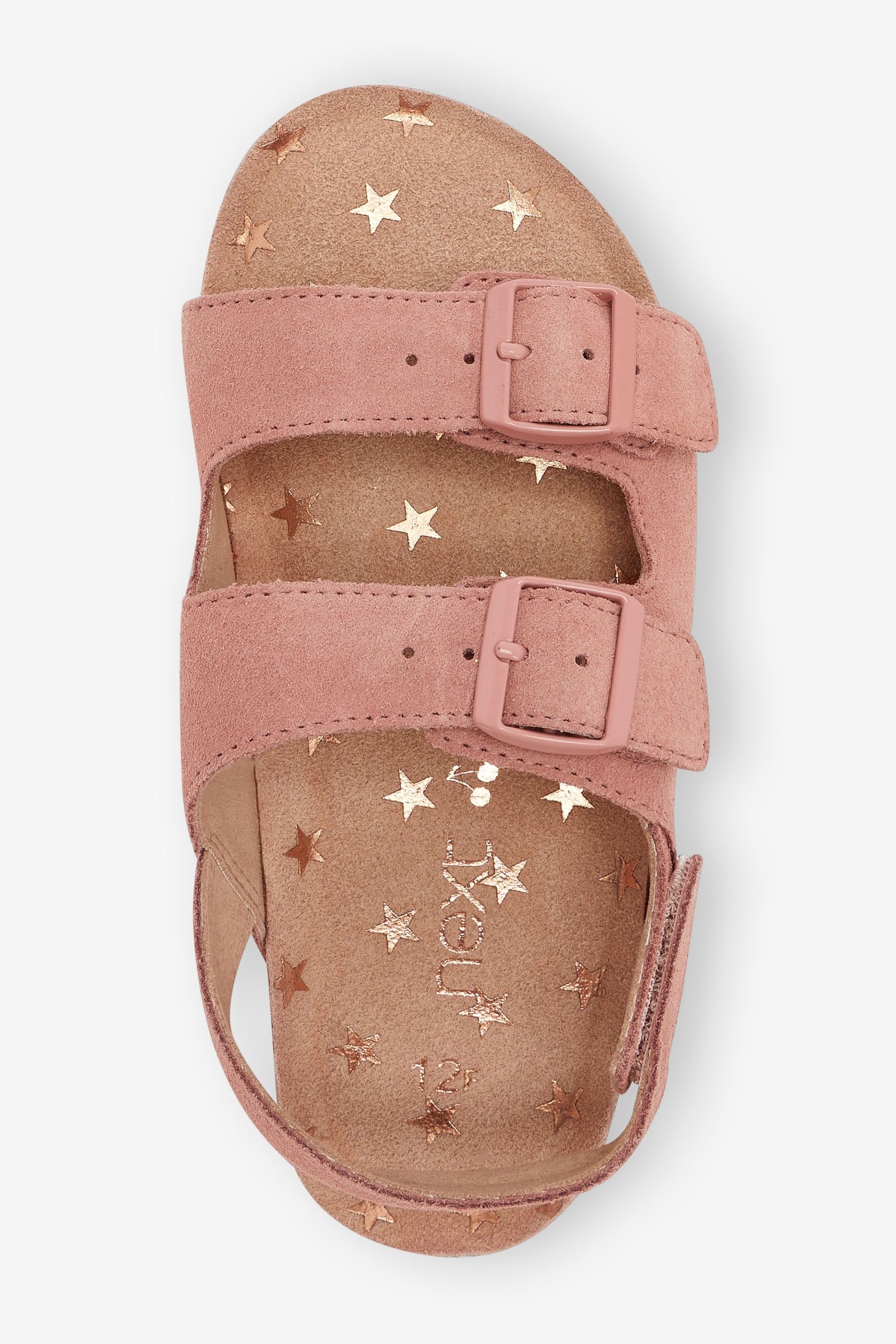 Next Korkbett-Sandalen mit (1-tlg) Pink Doppelschnalle Sandale Suede