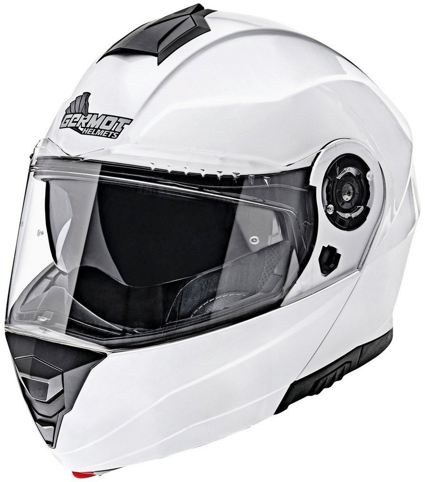 Germot Motorrad Helm GM 330 Integralhelm mit integriertem Sonnenvisier matt Blac