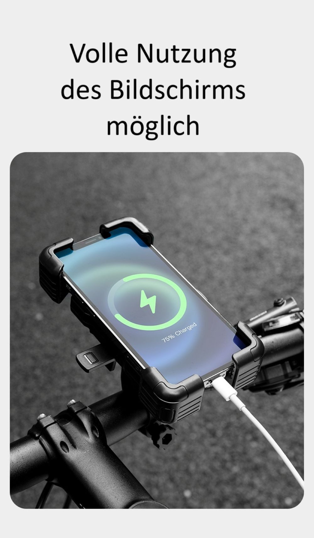 ROCKBROS Handy-Halterung Handyhalterung für Fahrrad, E-bike und E-Scooter - stabil und sicher, (bis 8 Zoll, bestehend aus Handyhalterung mit Installationspaket, Universalhalterung für alle Handys)