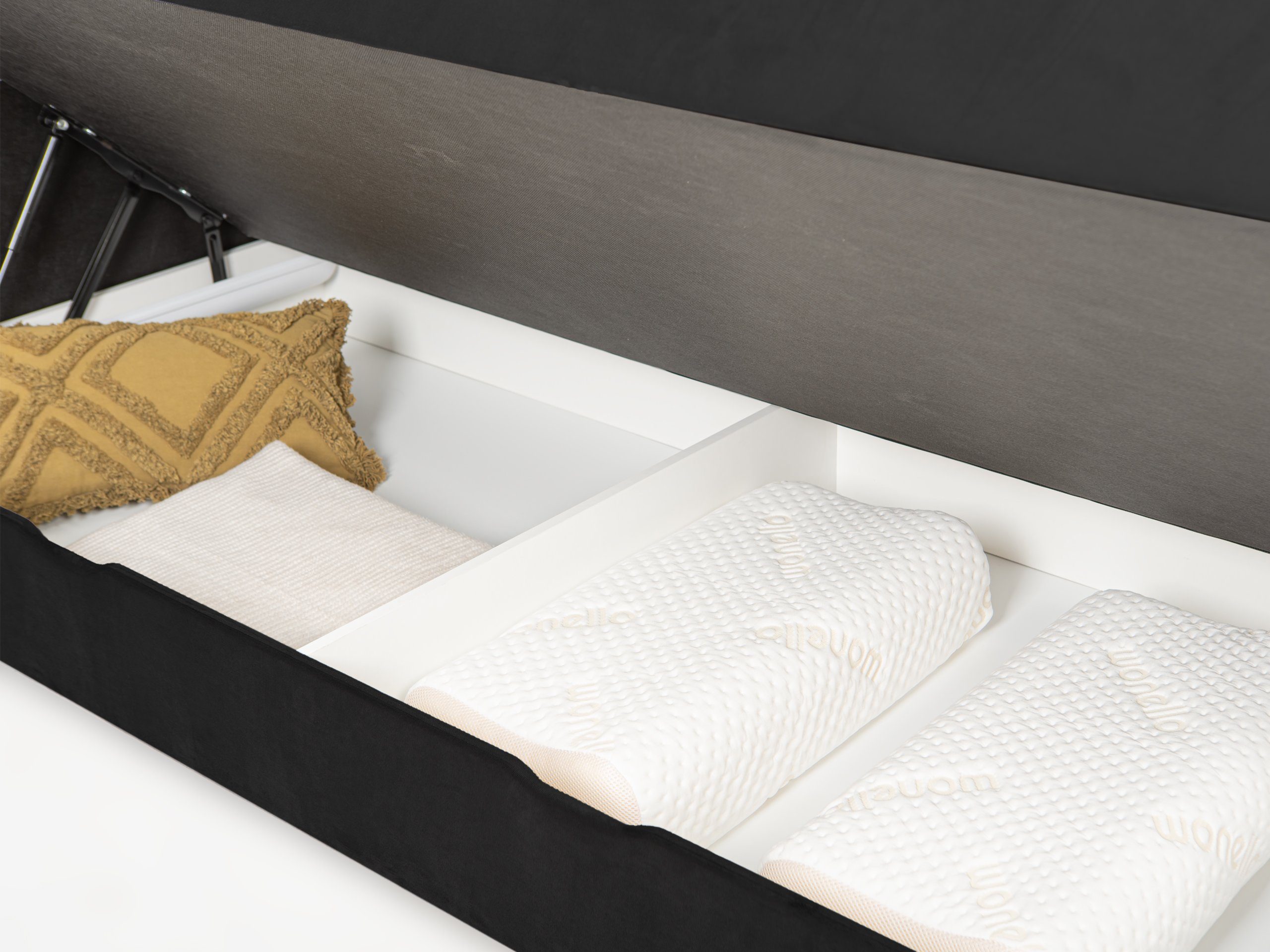 wonello Boxspringbett Milano (Exklusiv), Samt-Designbett mit Bettkasten, wahlweise mit wonello premium Topper