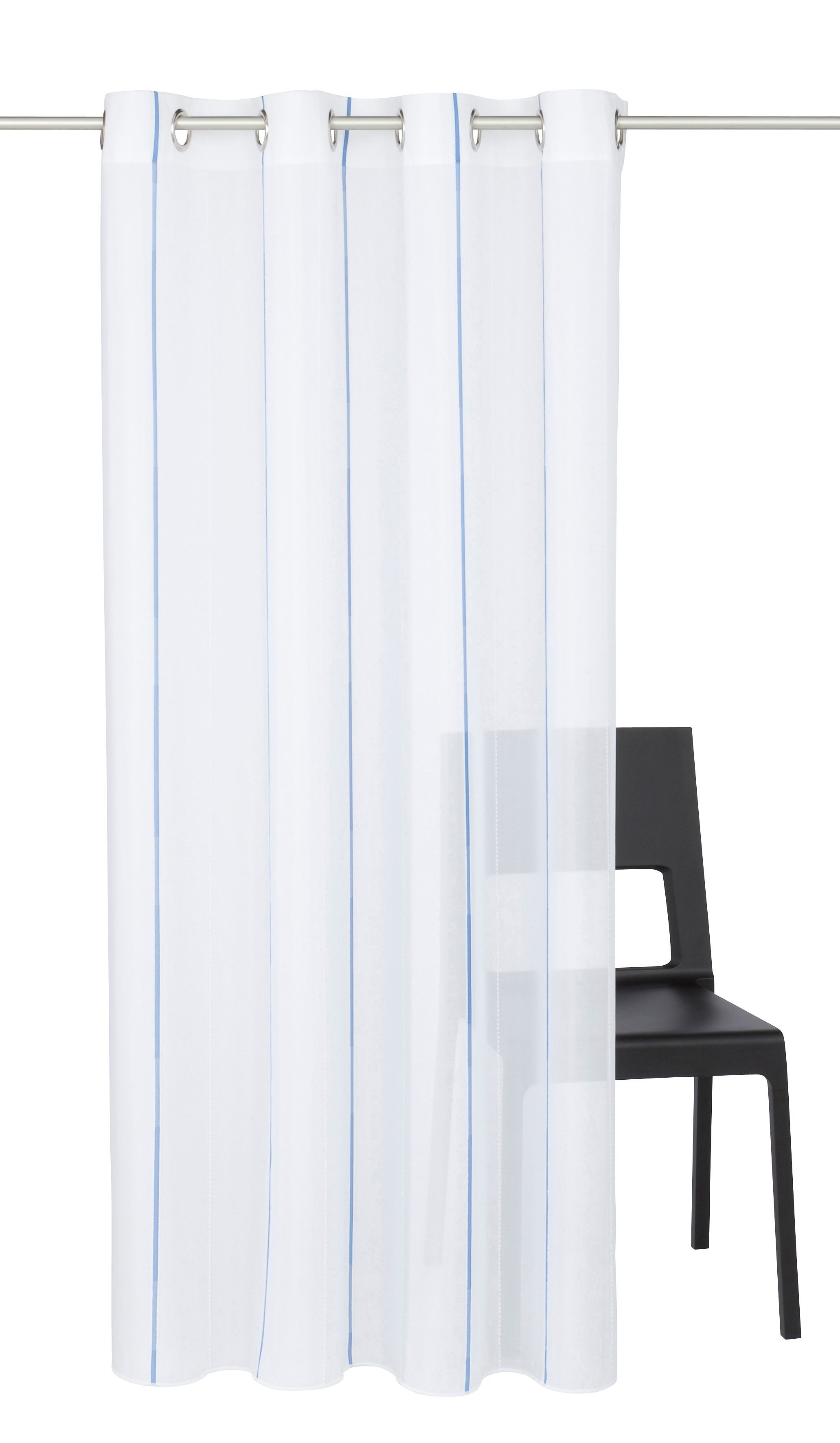 Vorhang Betsy, Wirth, Ösen (1 St), halbtransparent, Store blau
