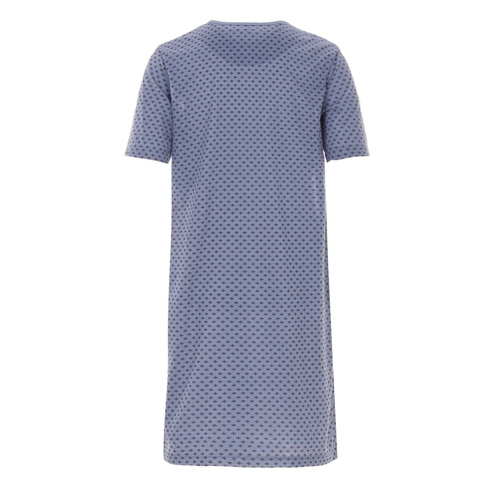 Nachthemd Nachthemd klassischer uni Brusttasche graublau Lucky Kurzarm Druck -