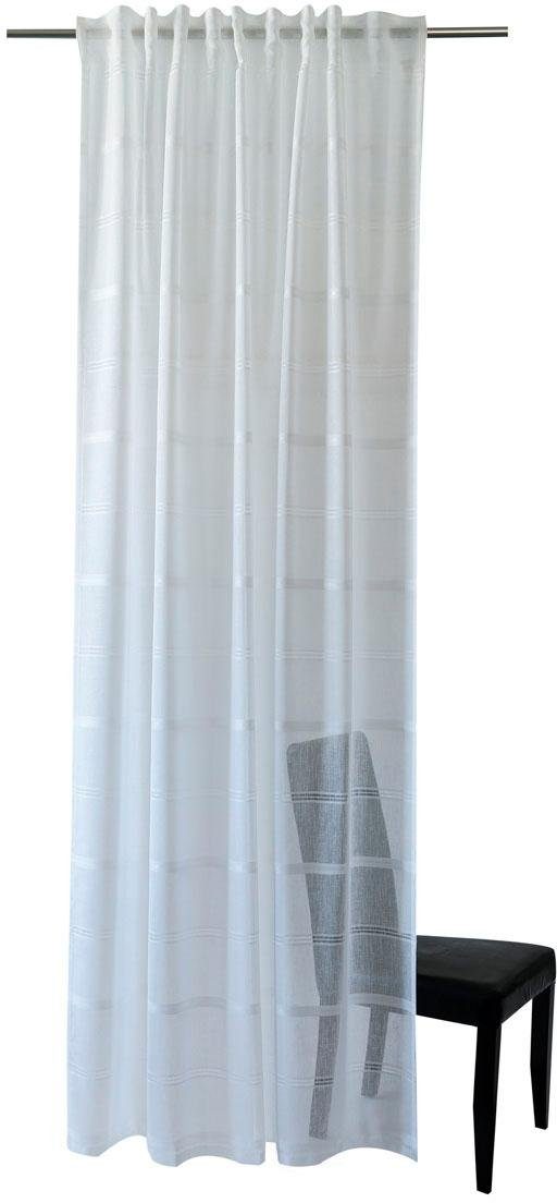 Gardine Linus, HOMING, Wohnzimmer, St), modern, Schlaufen Schlafzimmer (1 Streifen, halbtransparent, verdeckte weiß
