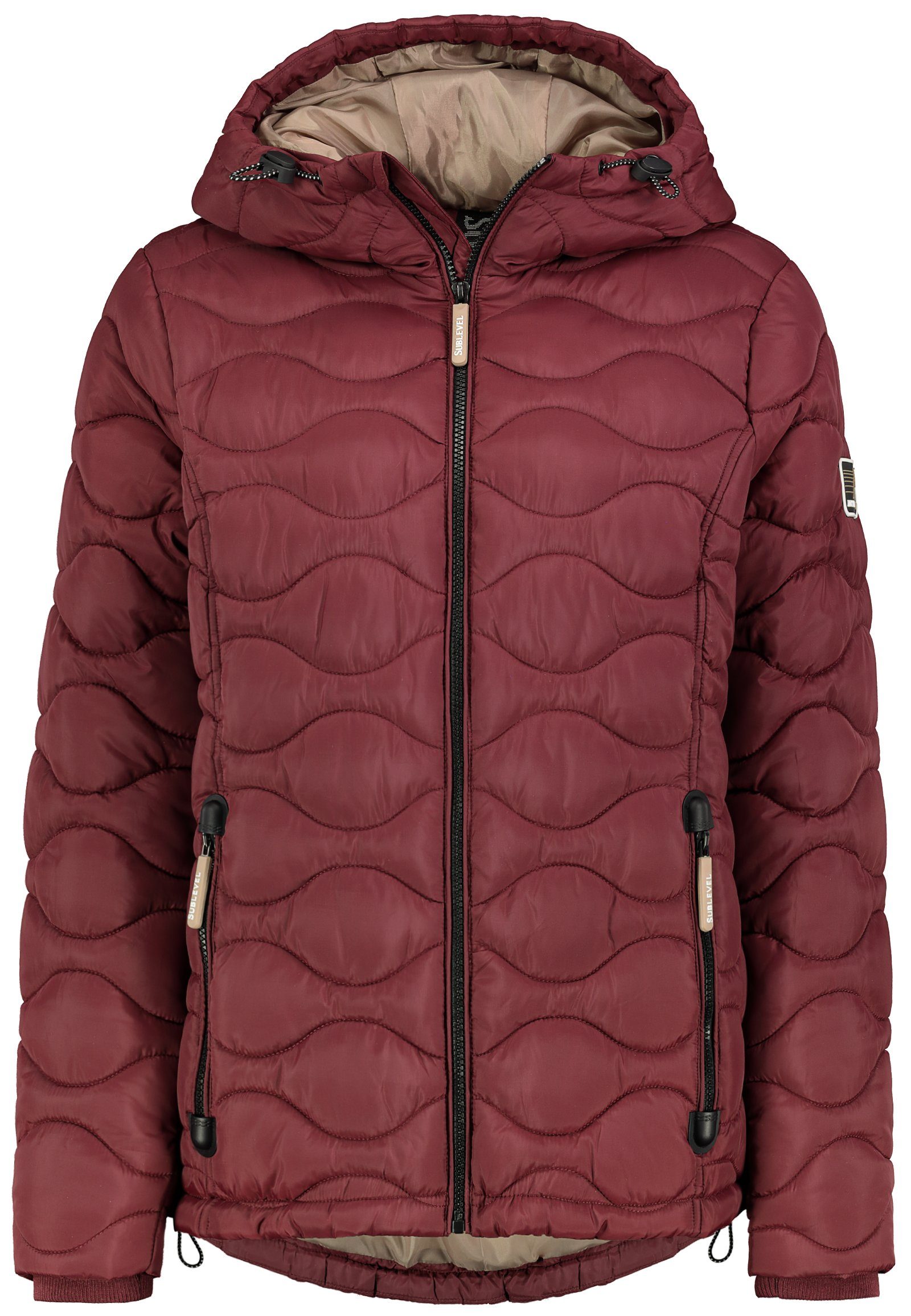 Daumenlöcher Warm Jacke Gesteppt Bordeaux SUBLEVEL Outdoor Parka Stepp Steppjacke Damen Winterjacke