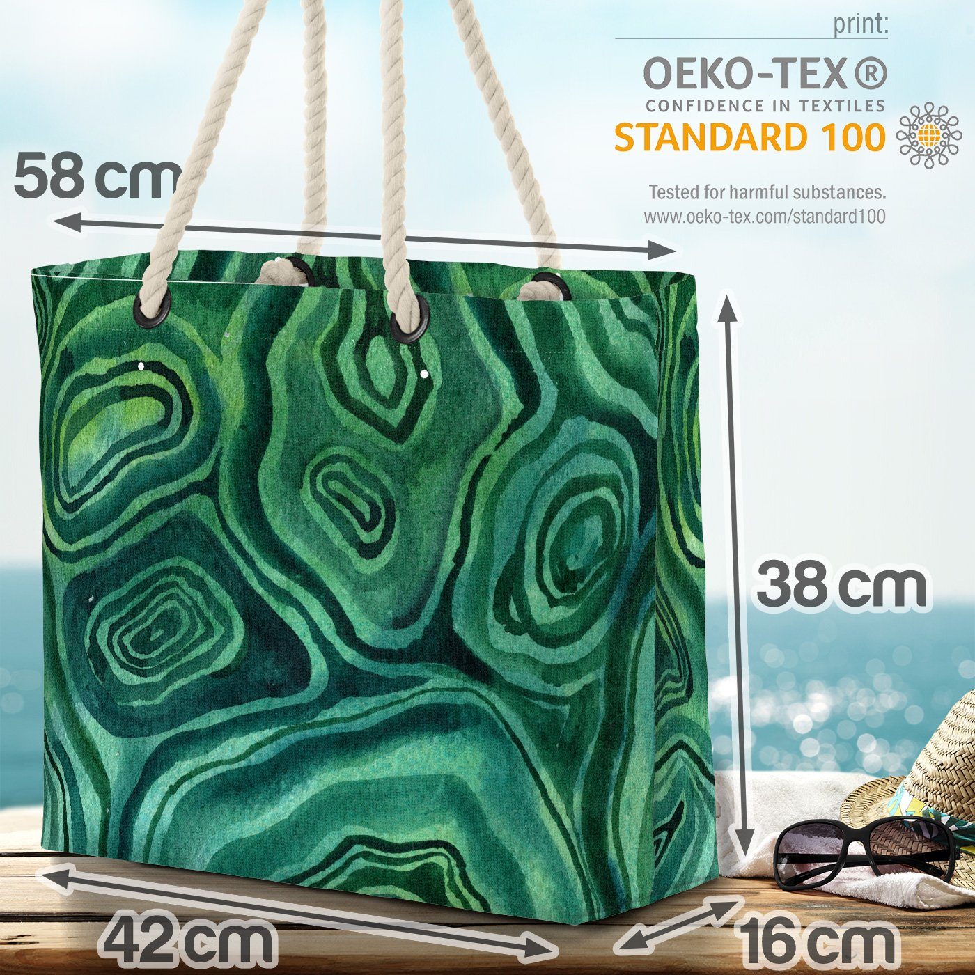Bastel Kreise Kunst Bag Muster (1-tlg), Farben Grafisch Strandtasche Malen gemustert Bunt VOID Grüne Beach