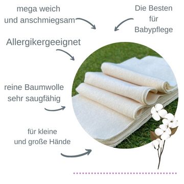 Babymajawelt Waschlappen Baby Stoff Waschlappen Molton Tücher 25x25cm Super Soft, Baumwolle (10-St), Made in Europe, Waschbar, Kosmetiktücher
