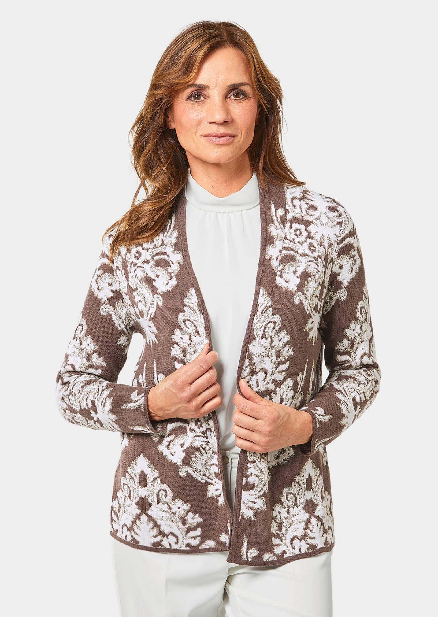 GOLDNER Strickjacke Jacquard-Strickjacke mit Glanzgarnen