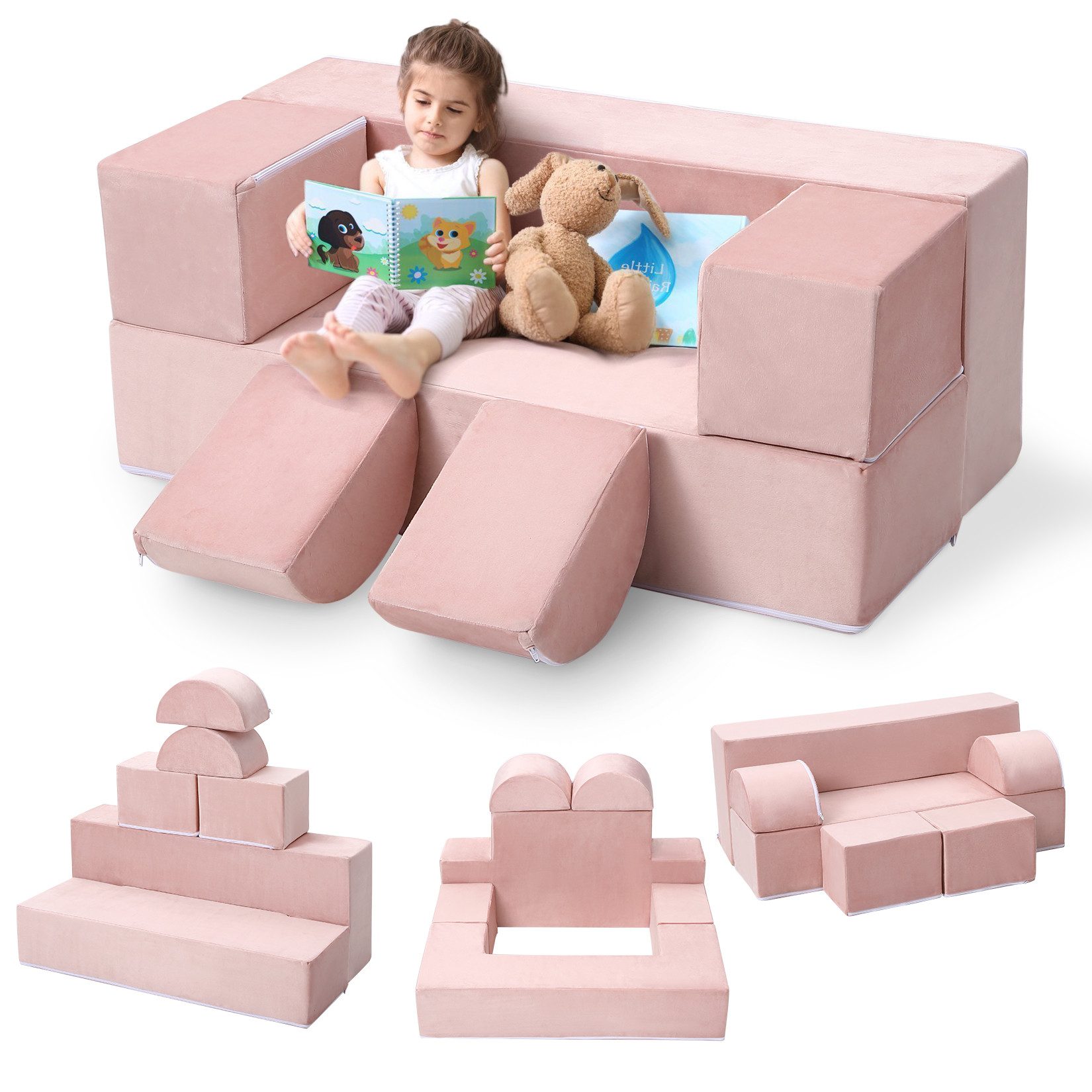 GarveeMore Kindersofa 6-teilig–Spielsofa Spielcouch Modulare Kinderspielcouch für Kinder