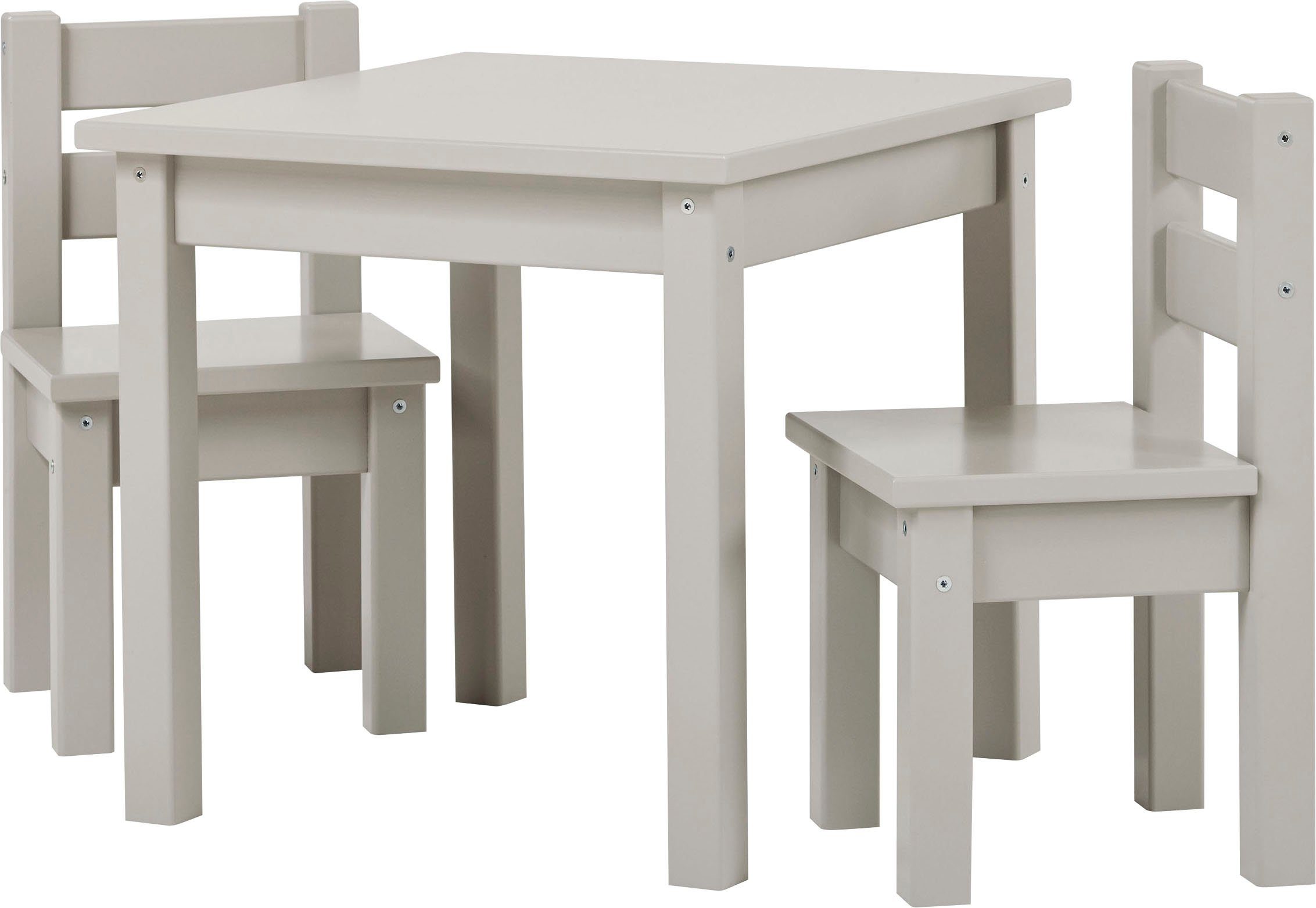 Hoppekids Kindersitzgruppe MADS Kindersitzgruppe, (Set, 3-tlg., 1 Tisch, 2 Stühle), in vielen Farben, mit zwei Stühlen hellgrau