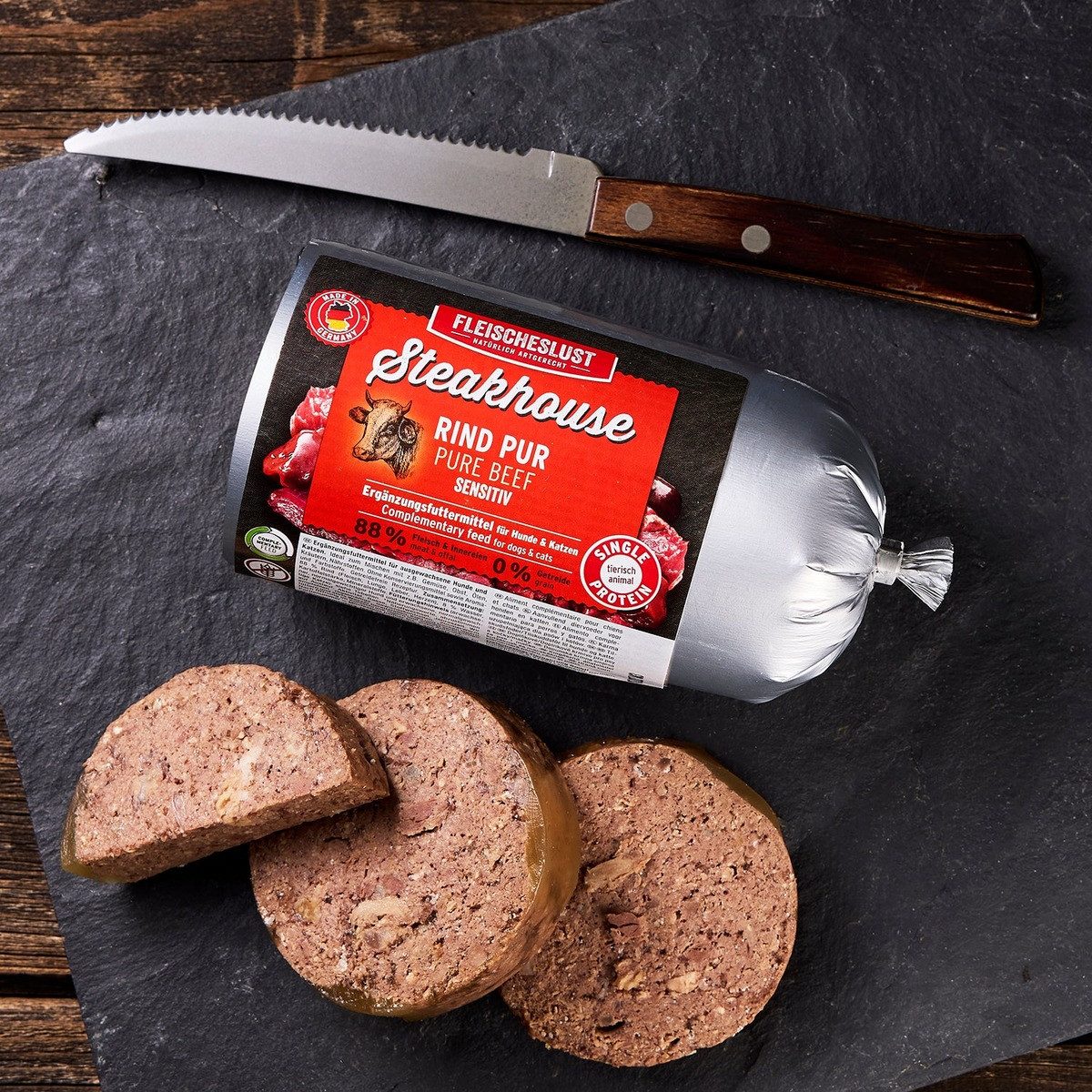 Fleischeslust Steakhouse Rind pur 500 g, für: Hund