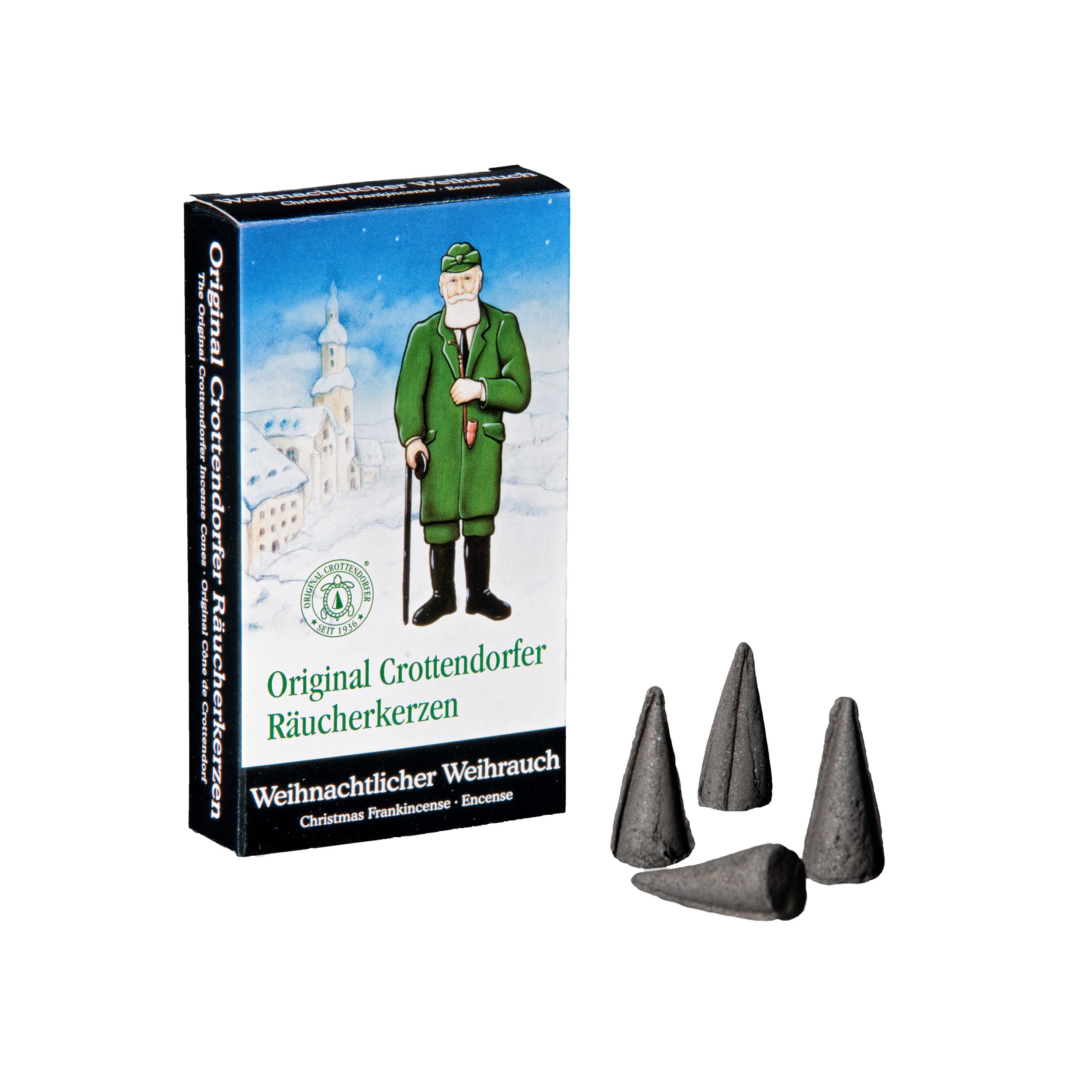 Crottendorfer Räucherkegel Original Crottendorfer Räucherkerzen Duft-Auswahl Weihnachtsdüfte (24 Stück pro Packung), Original Erzgebirge
