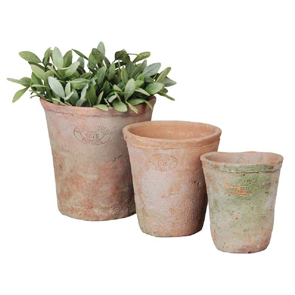 esschert design Übertopf Aged Terracotta Blumentopf 3er Set Übertopf Umtopf rund