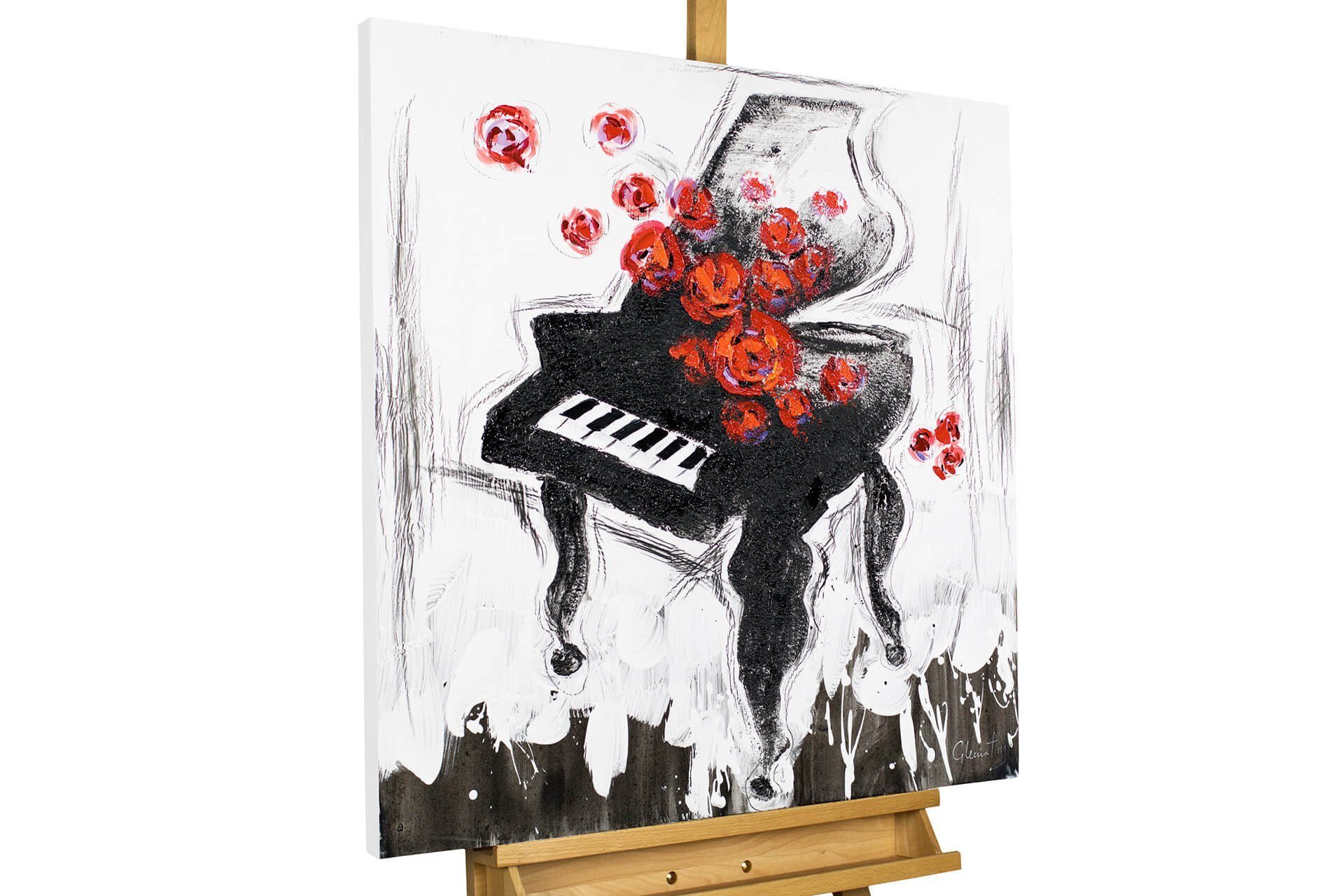 KUNSTLOFT Gemälde Klavier Forte 80x80 cm, Leinwandbild 100% HANDGEMALT Wandbild Wohnzimmer