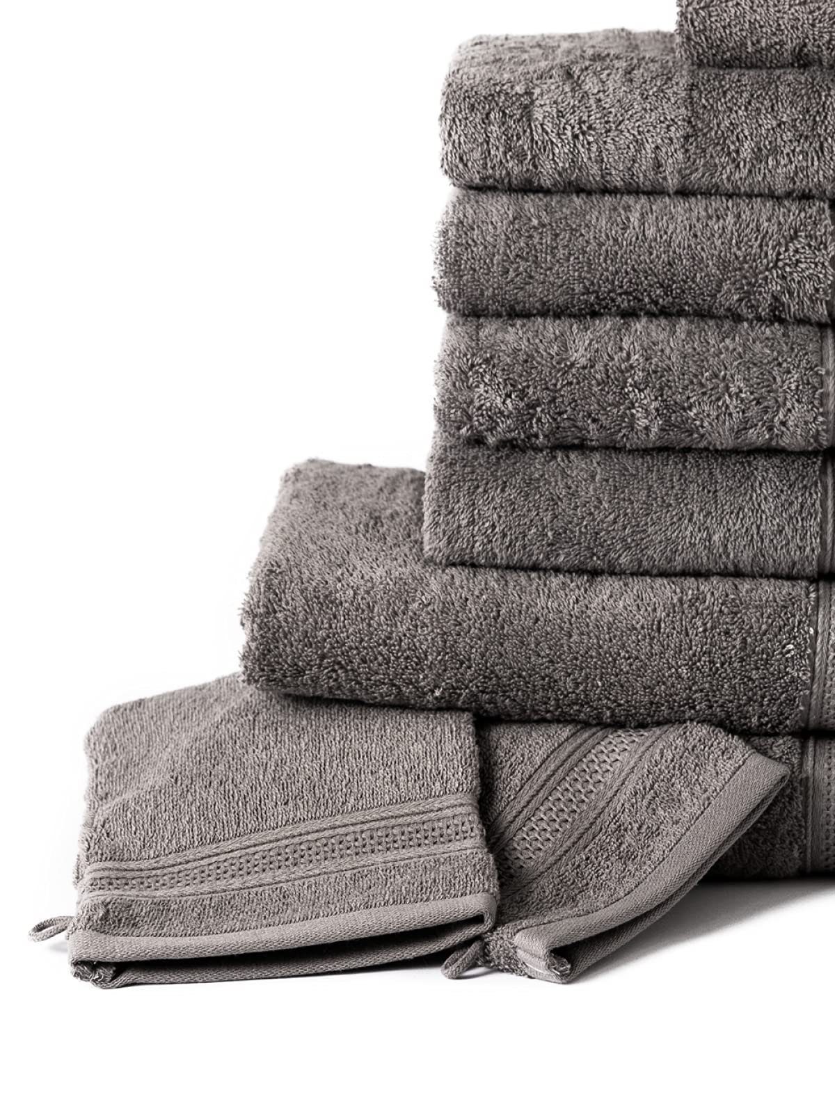 cm), Schnelltrocknend Seiftuch Komfortec Baumwolle aus Anthrazit Frottee, Waschhandschuhe Grau Weich, Leich, (Packung, 100% Set 2-tlg., 16x21