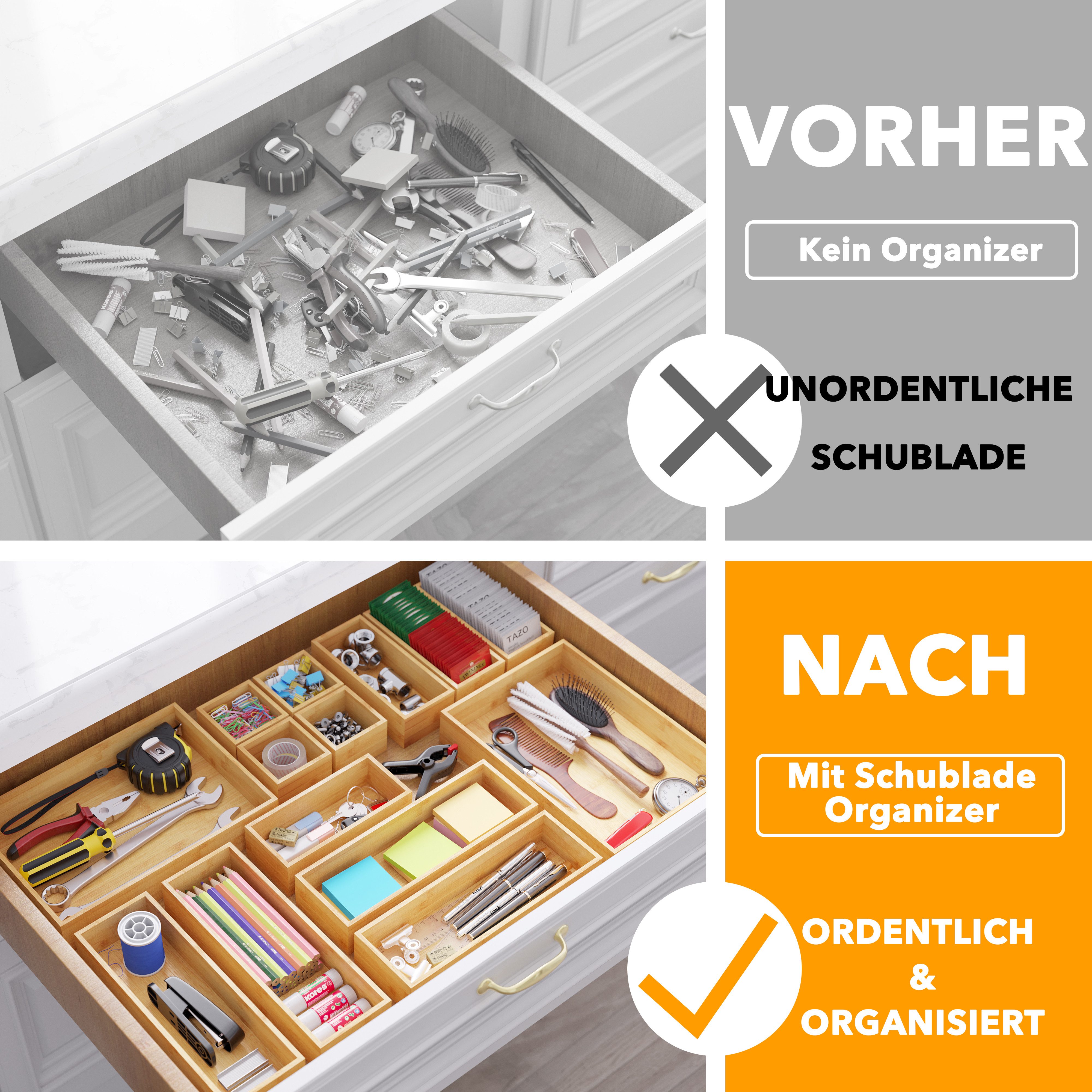 SpaceAid Aufbewahrungsbox Bambus-Schubladenorganizer-Aufbewahrungsboxen-Set günstig online kaufen
