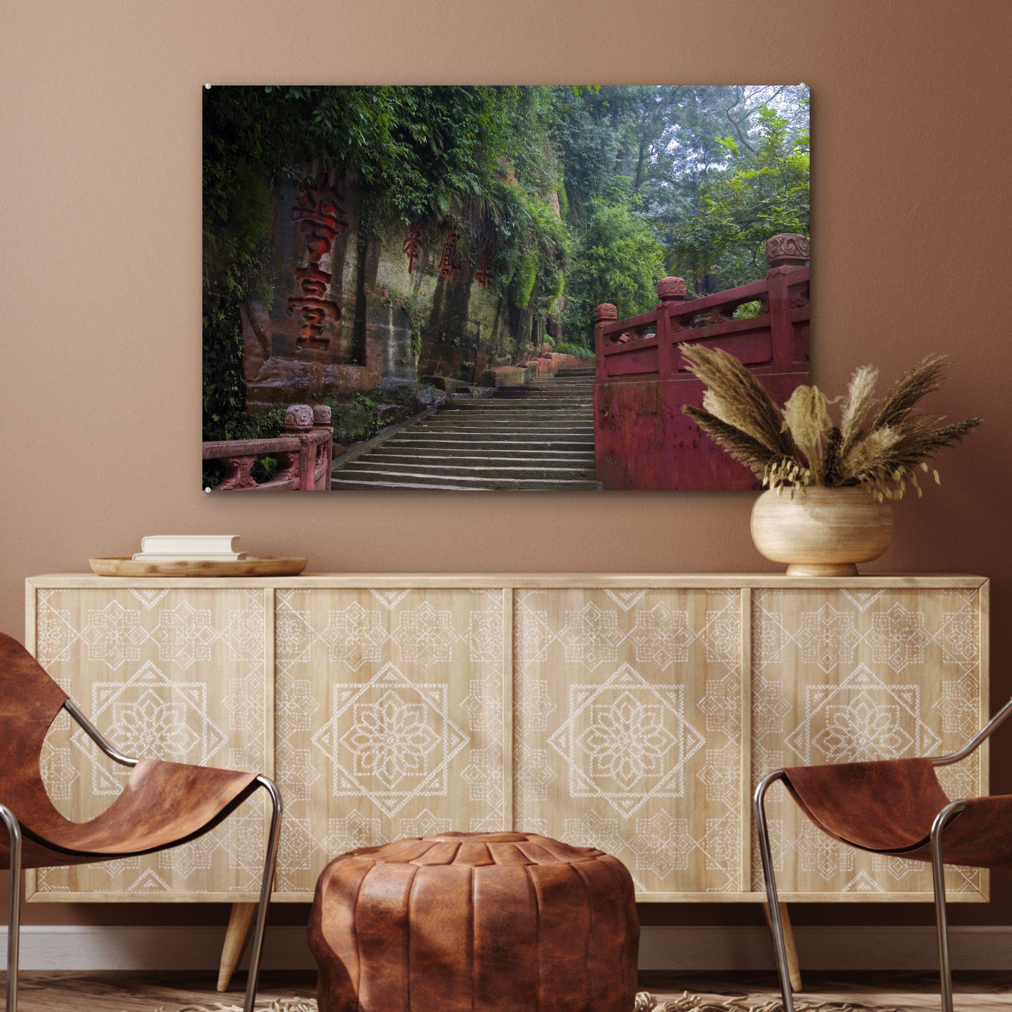 St), Acrylglasbilder (1 Acrylglasbild Leshan, MuchoWow Großen & zum Schlafzimmer Buddha Wohnzimmer von Pfad