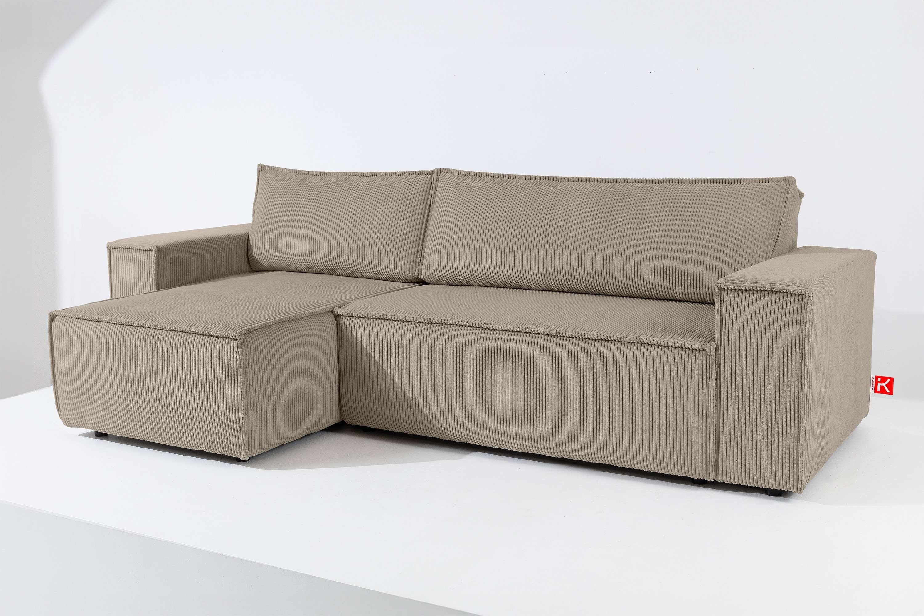 Konsimo Ecksofa NAPI Universal-Ecksofa links oder rechts, mit Schlaffunktion, in Pet Friendly Cord-Stoff, hergestellt in der EU