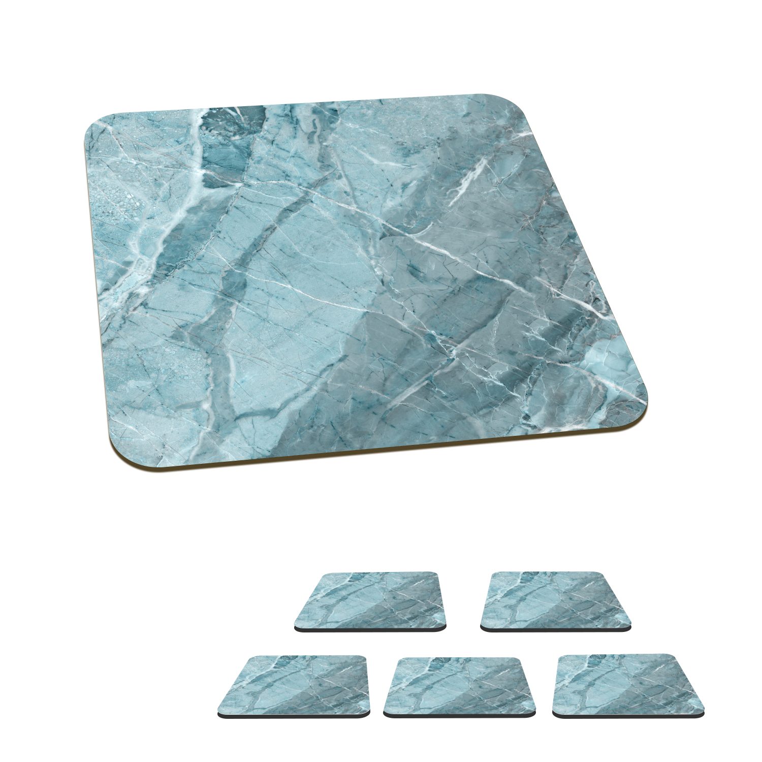 MuchoWow Glasuntersetzer Kristalle - Blau - Granit - Weiß, Zubehör für Gläser, 6-tlg., Glasuntersetzer, Tischuntersetzer, Korkuntersetzer, Untersetzer, Tasse