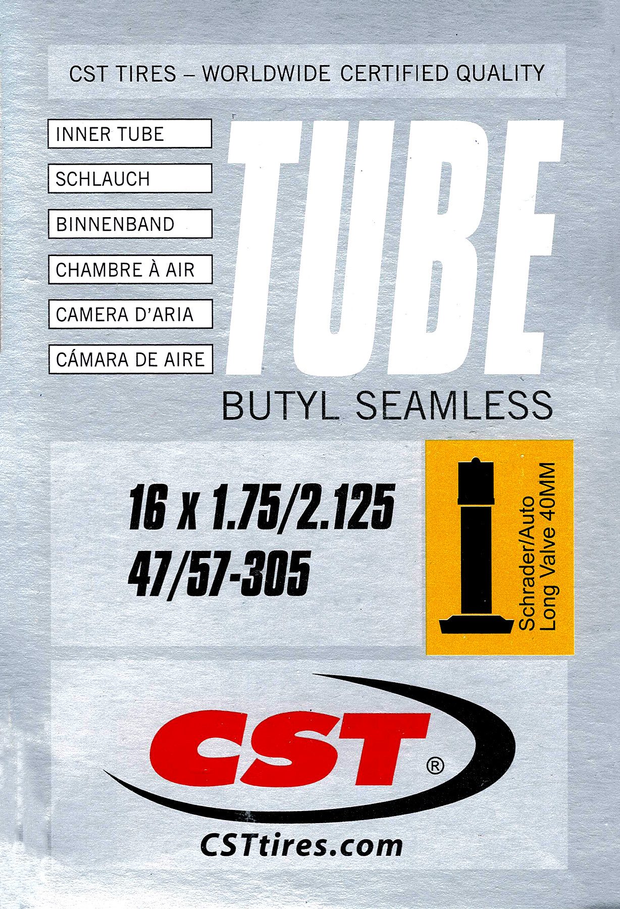 CST Fahrradschlauch CST Fahrrad Schlauch 16 AV 40 mm Autoventil 47/57-305 Butyl Schrader