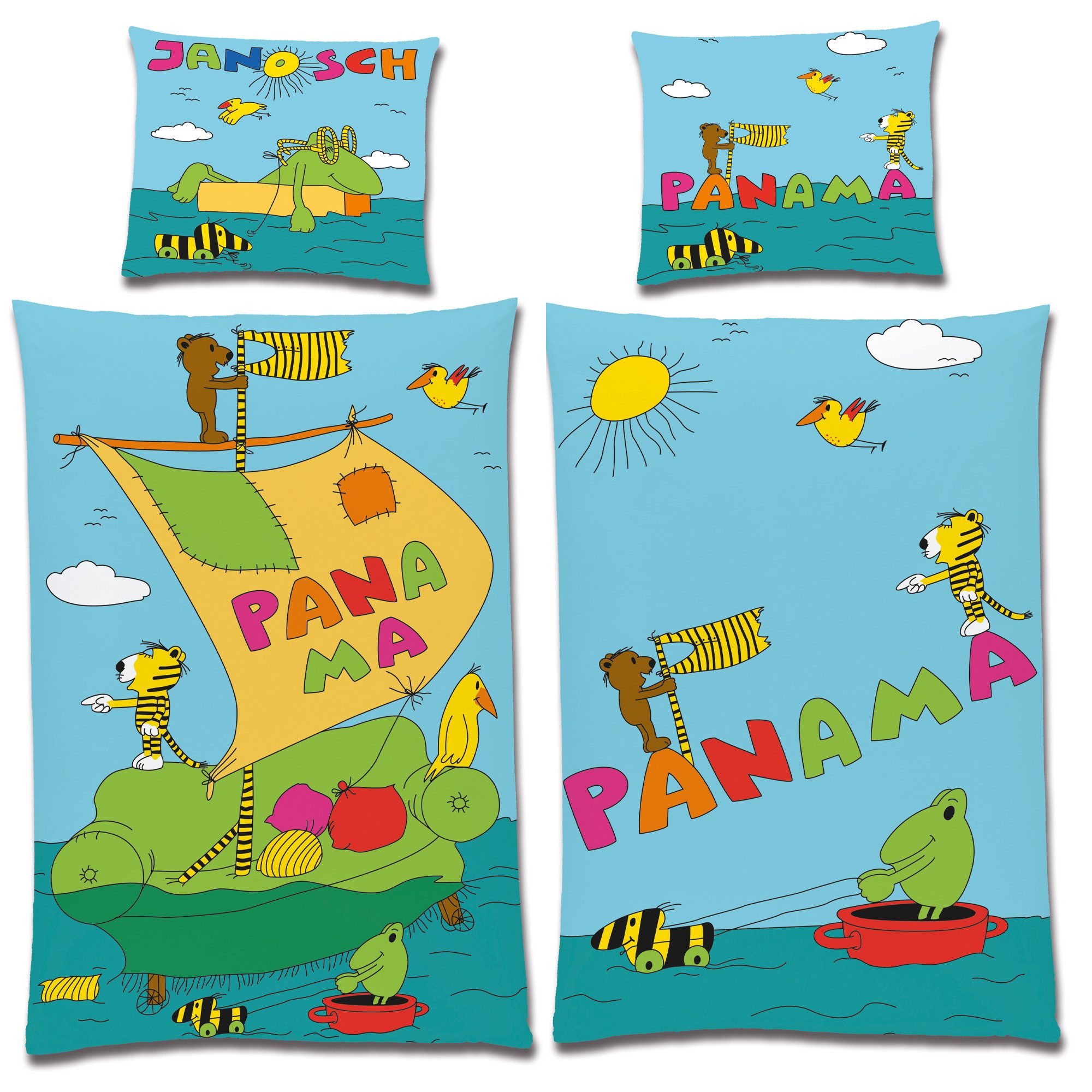 BERONAGE Kinderbettwäsche Janosch Panama Bettwäsche Linon / Renforcé Bettbe günstig online kaufen