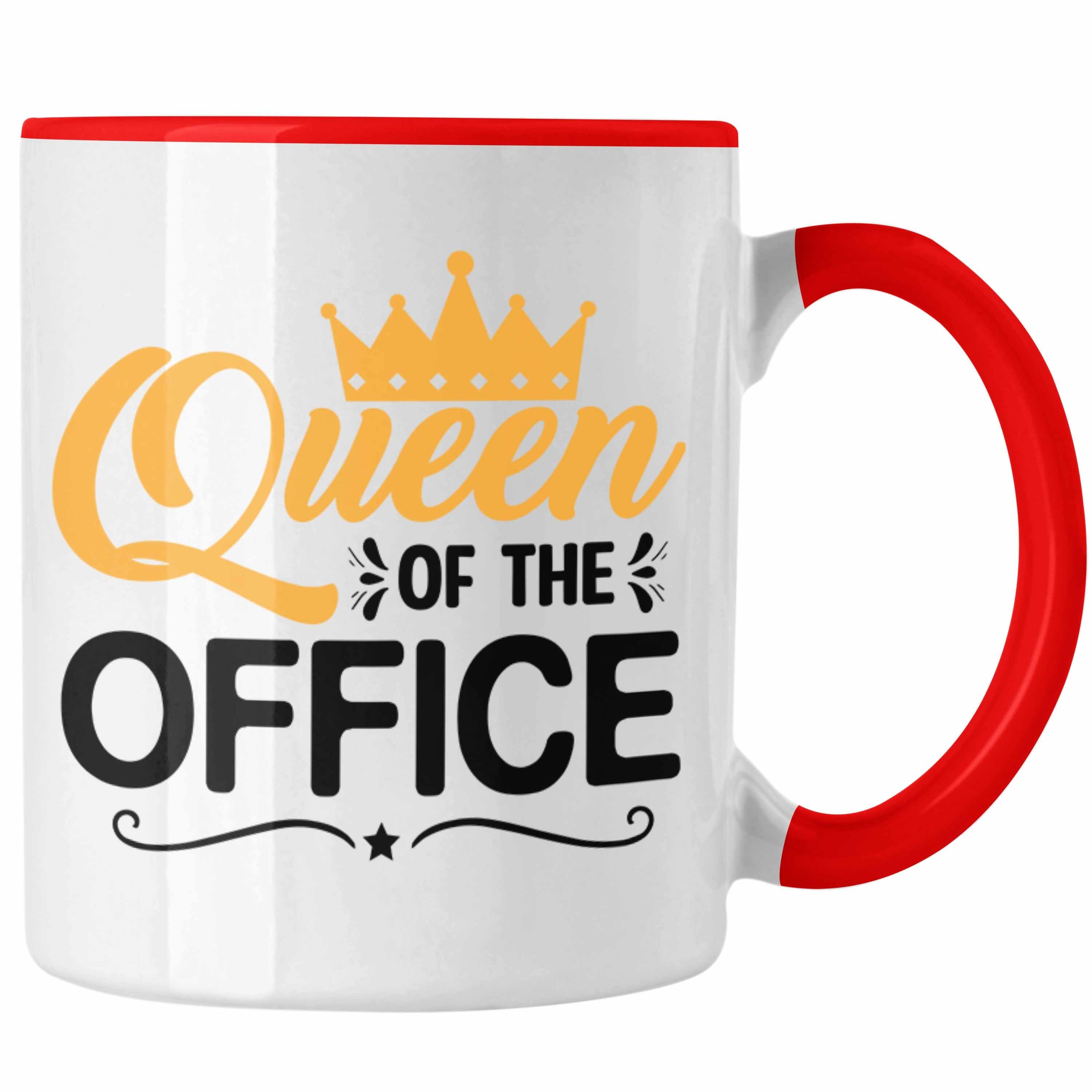 Trendation Tasse Trendation - Queen Of The Office Tasse Geschenk Kollegin Chefin Geschenkidee Rot