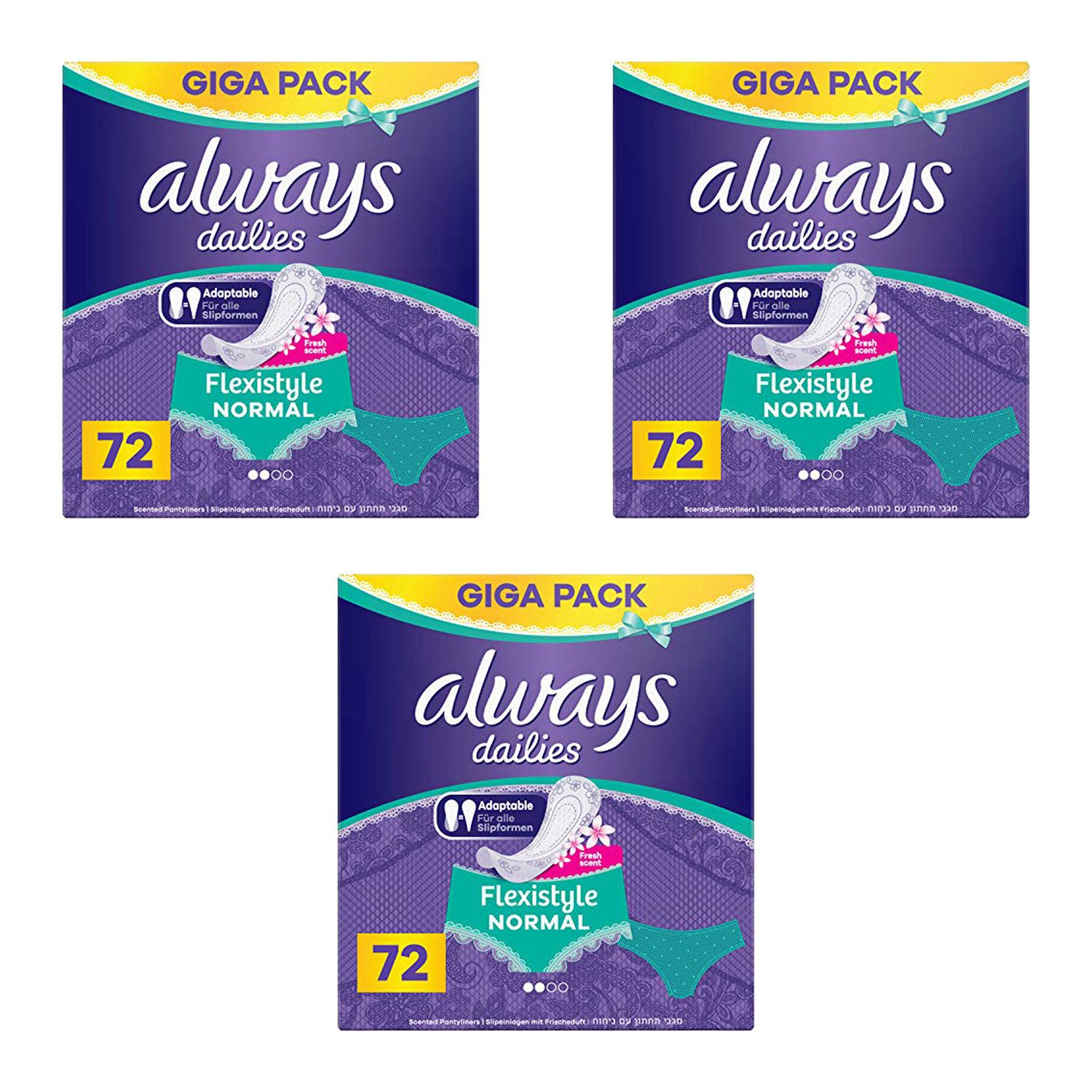 always Slip-Einlage 3x Always Dailies 216 Slipeinlagen Flexistyle Fresh Normal Giga Pack m