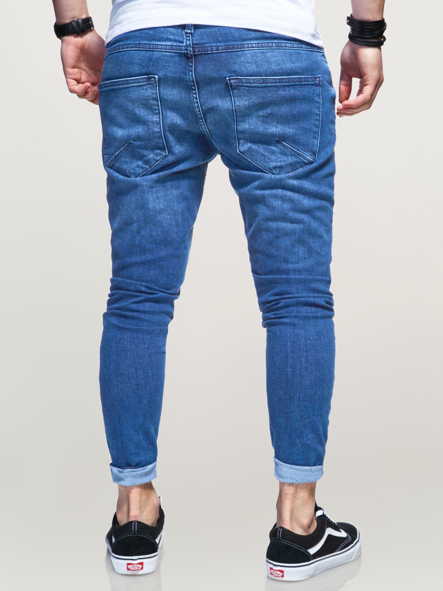 mit Slim-fit-Jeans ODIN hellblau behype Destroyed-Parts