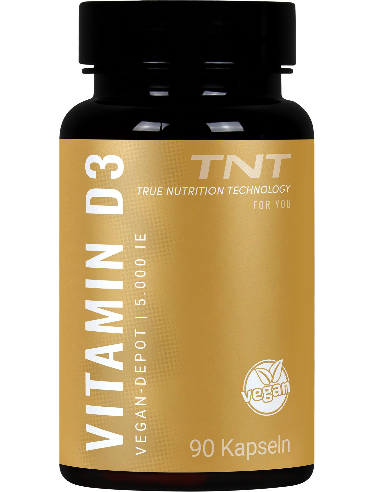 TNT (True Nutrition Technology) Vitamin D3 (Vegan-Depot) - 5000 IU (125μg) Vitamin-D3 Kapseln, 1 er 90 St., 26.55 g