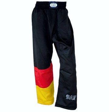 BAY-Sports Sporthose Germany BRD Kickboxhose Hose Kickboxen Kampfsport schwarz rot gold (Kinder und Erwachsene) Kampfsporthose lang Polyester