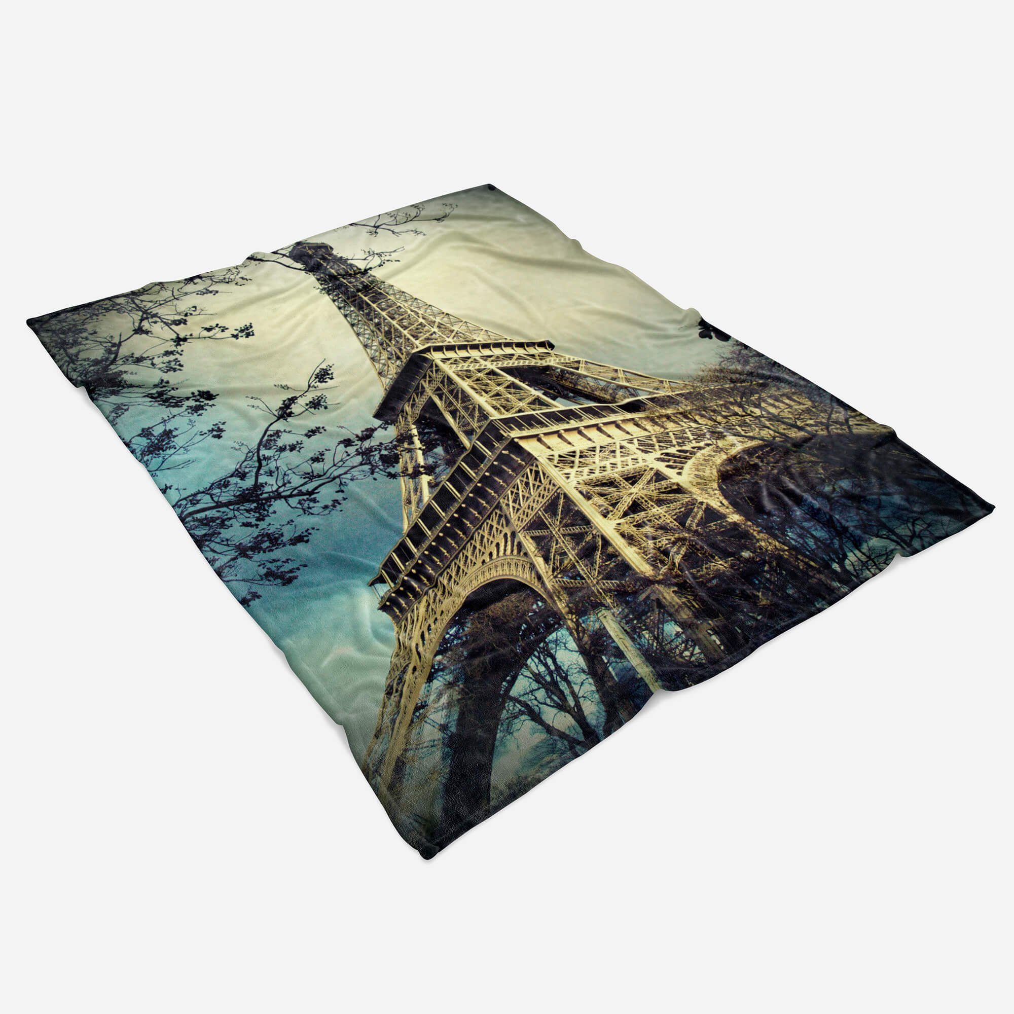 Handtücher Handtuch Strandhandtuch Saunatuch Kuscheldecke mit Fotomotiv Eiffelturm Paris H, Baumwolle-Polyester-Mix (1-St), Handtuch