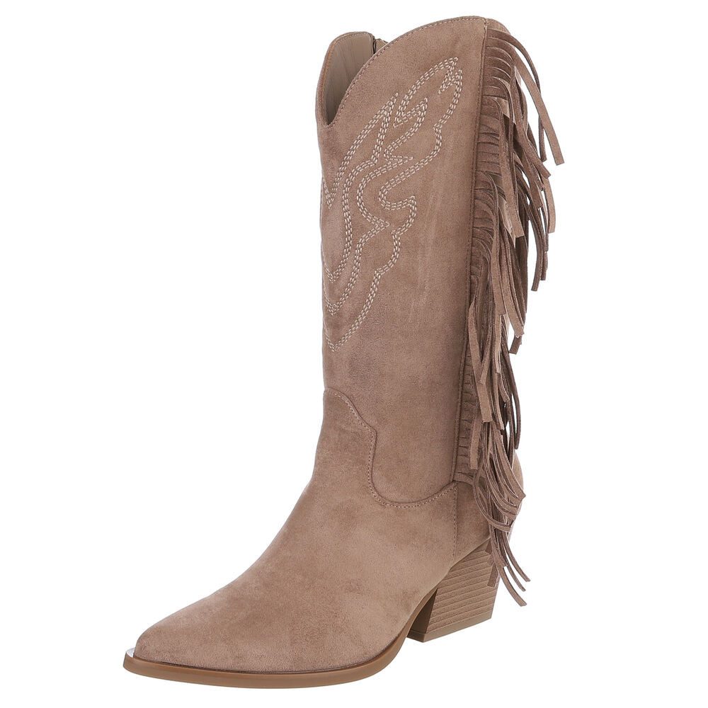 Ital-Design Moderne Damen-Stiefel mit Fransen für günstig online kaufen
