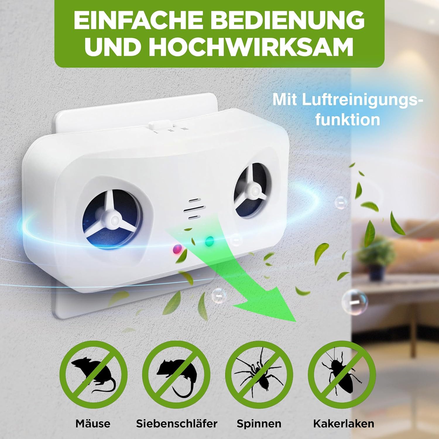 ISOTRONIC Ultraschall-Tierabwehr Isotronic Schädlingsabwehr mit Ionisator, 1-tlg.