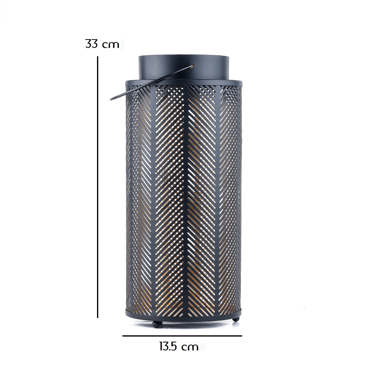 Marrakesch Orient & Mediterran Interior Kerzenlaterne 2er Set Modernes Gartenwindlicht Arvid edel aus Glas in Schwarz 33 cm (2 St), Handarbeit