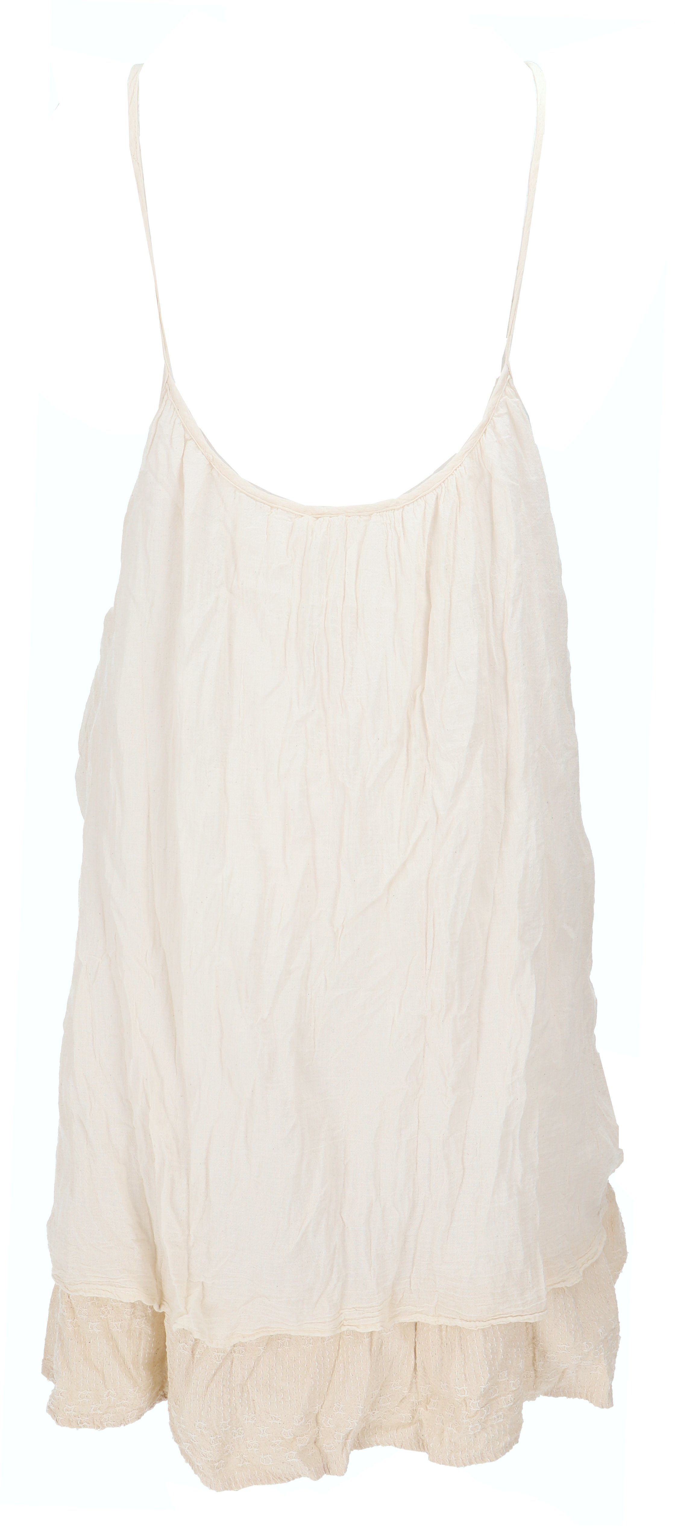 Guru-Shop Boho Sommerkleid,.. Midikleid naturweiß Minikleid, Bekleidung alternative Krinkelkleid,