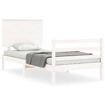 vidaXL Bett Massivholzbett mit Kopfteil Weiß